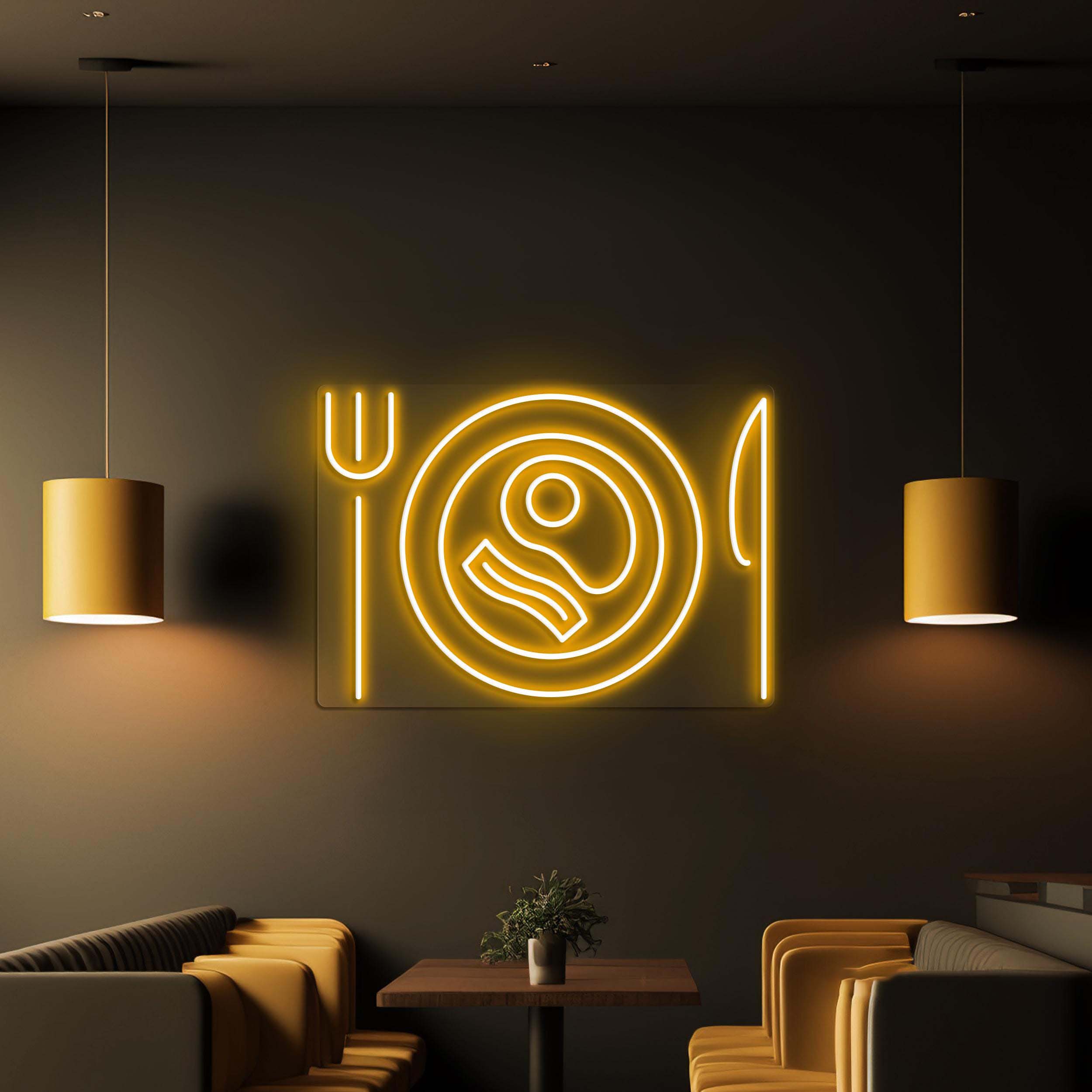 Breakfast Neon Sign, Breakfast LED Light, Fork Plate Knife Wall Decor, Food Shop Wall Art, Kitchen Neon Light, Egg & Bacon Neon Wall Art