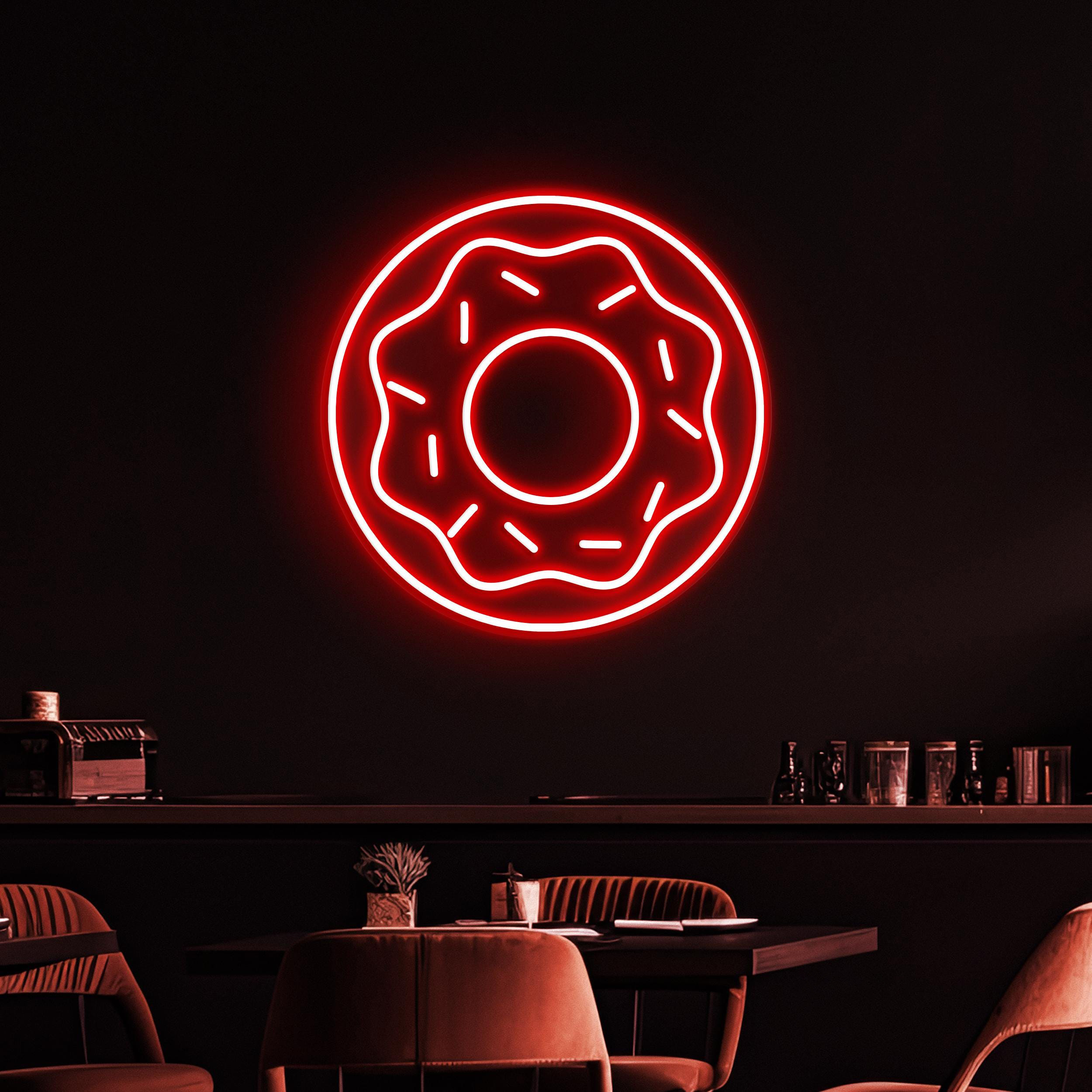 Donut Neon Sign, Donut LED Light, Donut Cafe Wall Decor, Yummy Donut Wall Art, Home Wall Light, Cafe and bar Neon Light, Kitchen Wall Decor