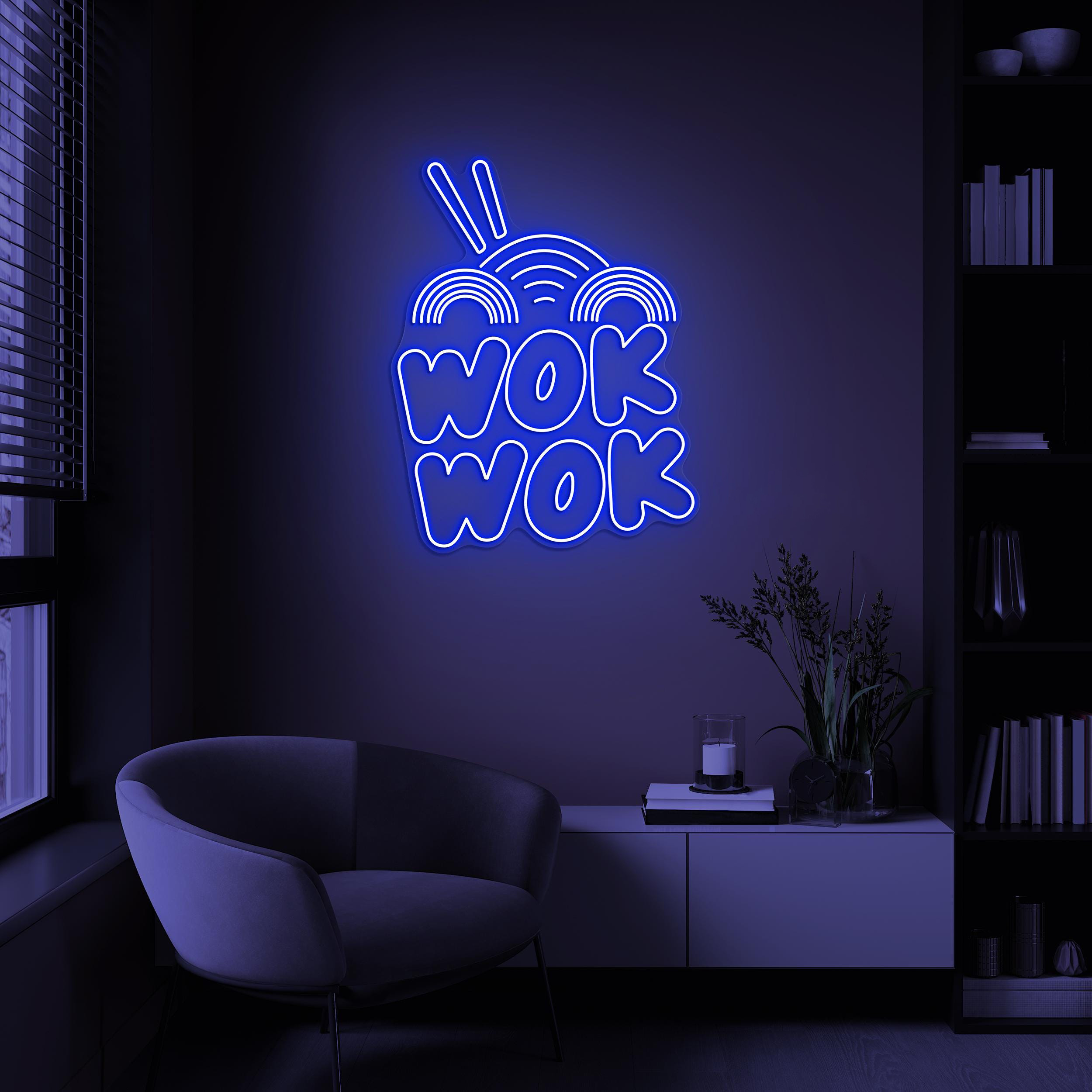 Wok Wok Neon Sign, Wok Wok LED Light, Chinese Food Wall Decor, Kitchen Wall Art, Noodles Neon Sign, Asian Restaurant Decor, Cafe Wall Art