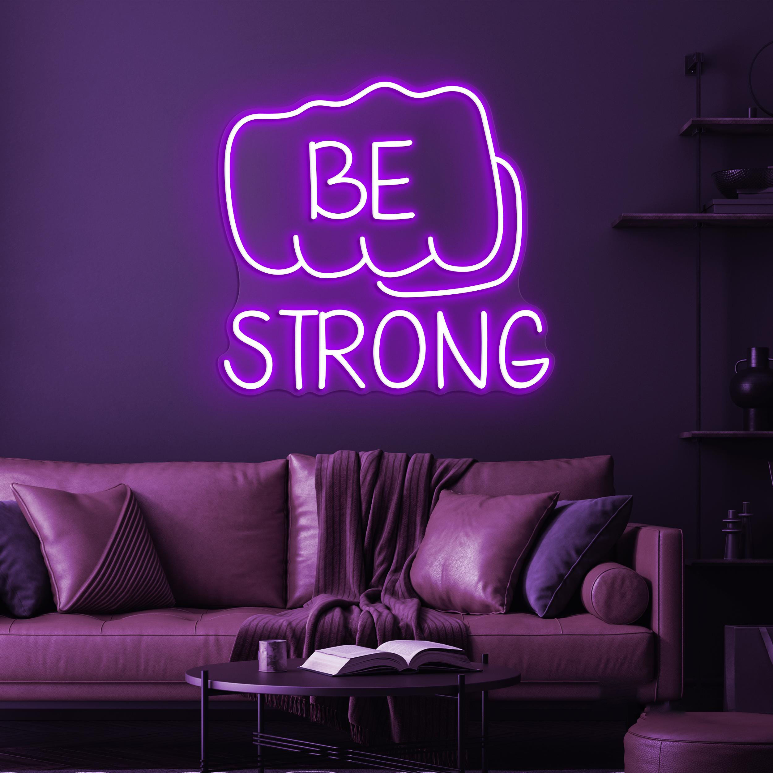 Be Strong Neon Sign, Be Strong LED Light, Gym Wall Decor, Jab Hand Wall Art, Motivational Neon Light, Personalized Sign, Fitness Led Sign