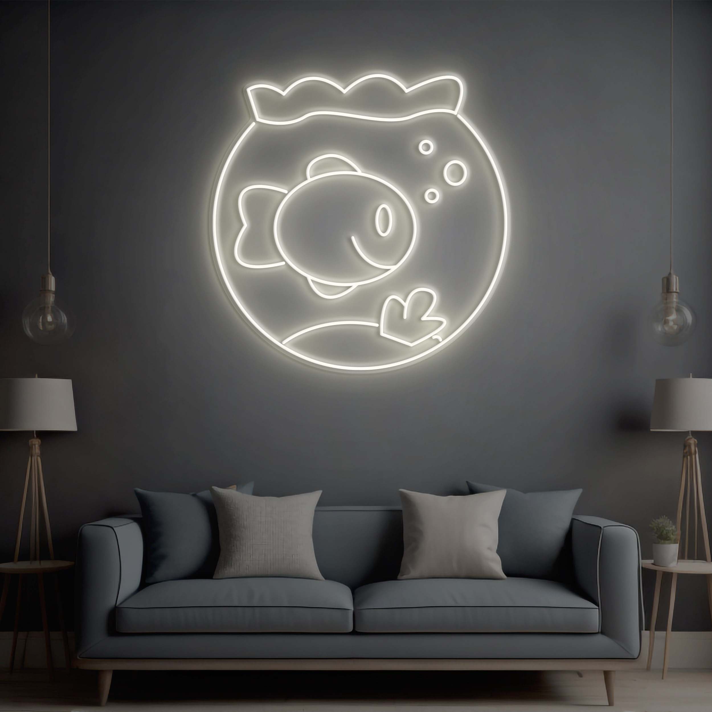 Fish Neon Sign, Fish Neon Light, Aquarium Theme Wall Art, Fish Tank Decoration, Gift for Aquarium Lovers, Fish Room Decor Sign,Home LED Sign