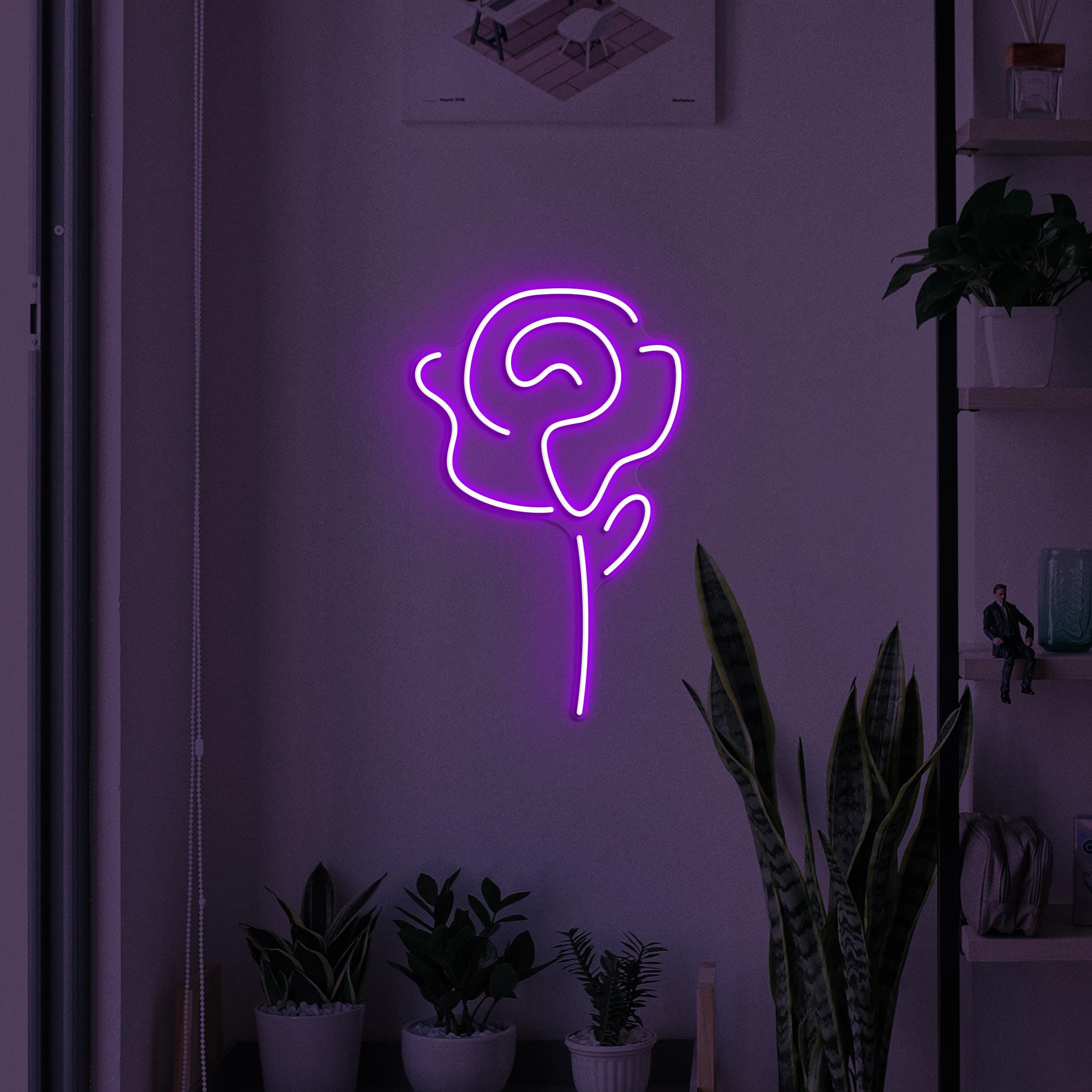 Rose Neon Sign, Rose LED Light, Home Wall Art, Flower Shop Wall Decor, Romantic Rose Neon Light, Gift for Couple Room, Love Wall Light