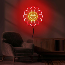 Sunflower Neon Sign, Smiley Flower LED Light, Sunflower LED Neon Art, Happy Flower Wall Art, Decor for Home, Kids Room, Flower Shop & Party