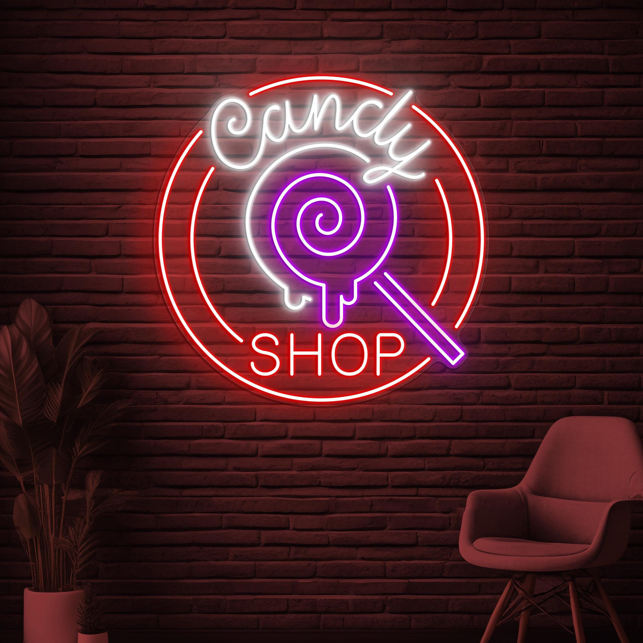 Candy Shop Neon Sign, Candy Shop LED Sign, Lollipop Candy Decor, Christmas Wall Decor, Candy Shop Logo Sign, Dessert Shop Art, Party Decor