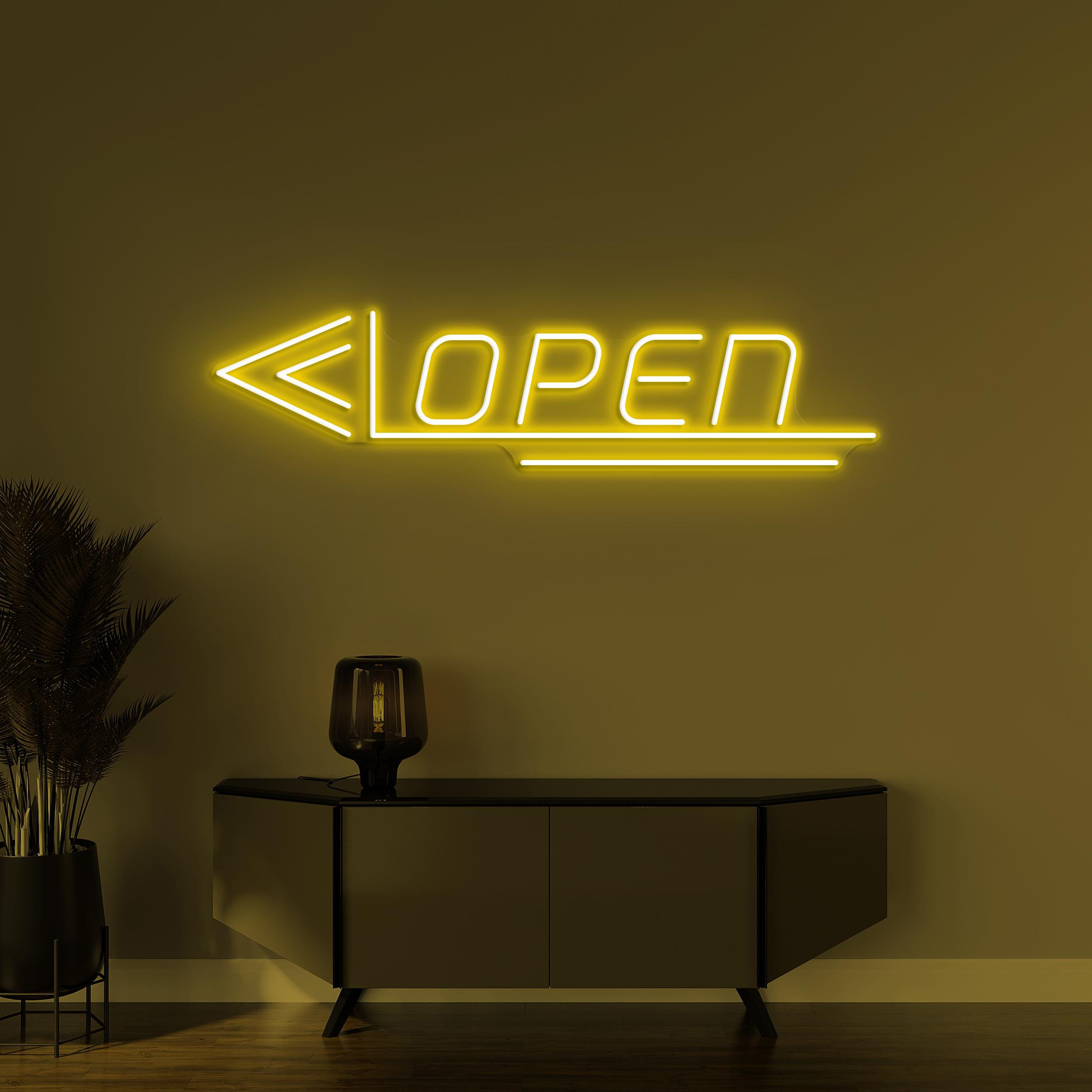 Open Neon Sign, Open LED Light, Open Arrow Wall Decor, Business Logo Wall Art, Directional Open Neon Sign, Personalized Open Neon Sign
