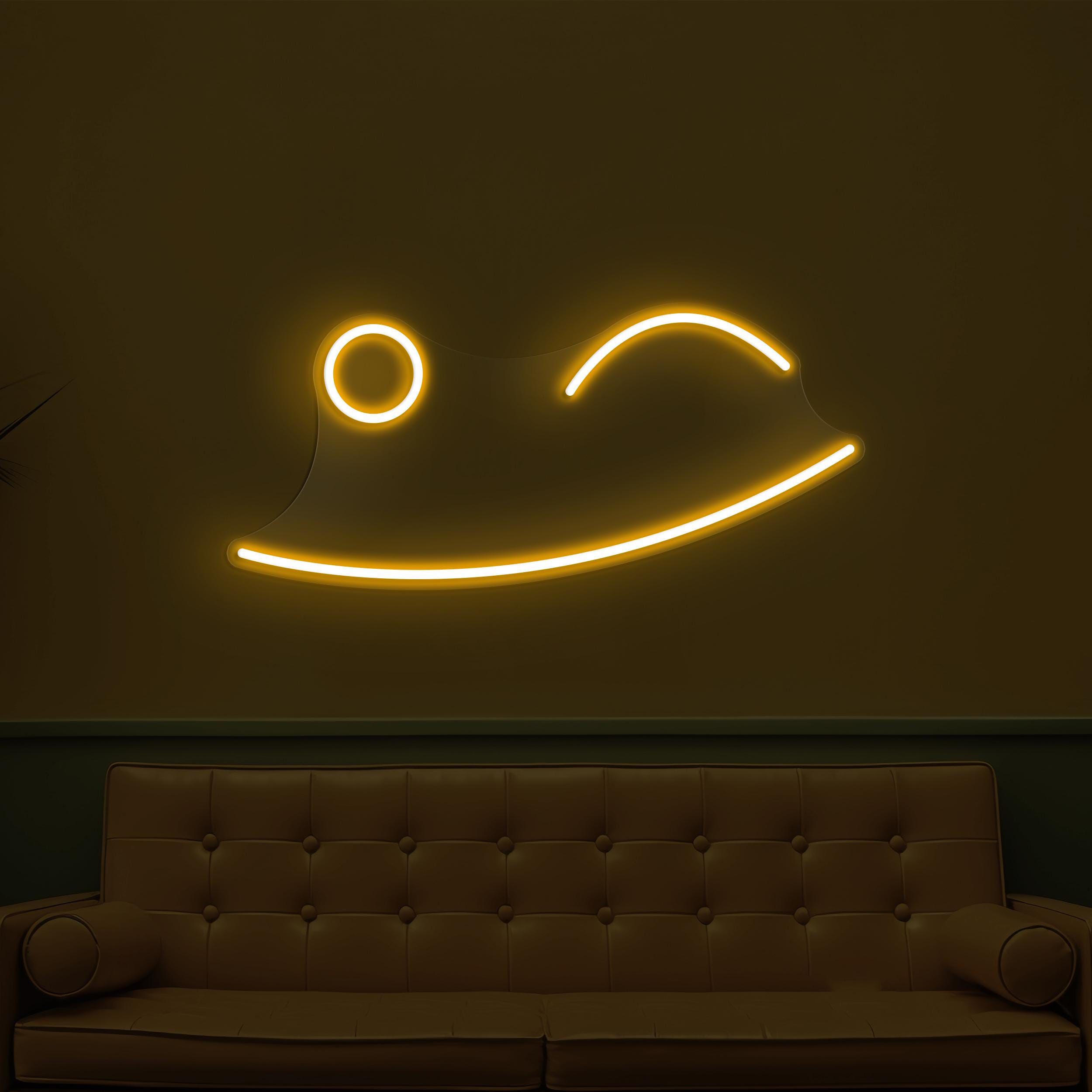 Wink Face Neon Sign, Wink Face LED Light, Winking Emoji Wall Decor, Playful Face Wall Art, Nursery Room Neon Light, Home, Cafe & Bar Decor