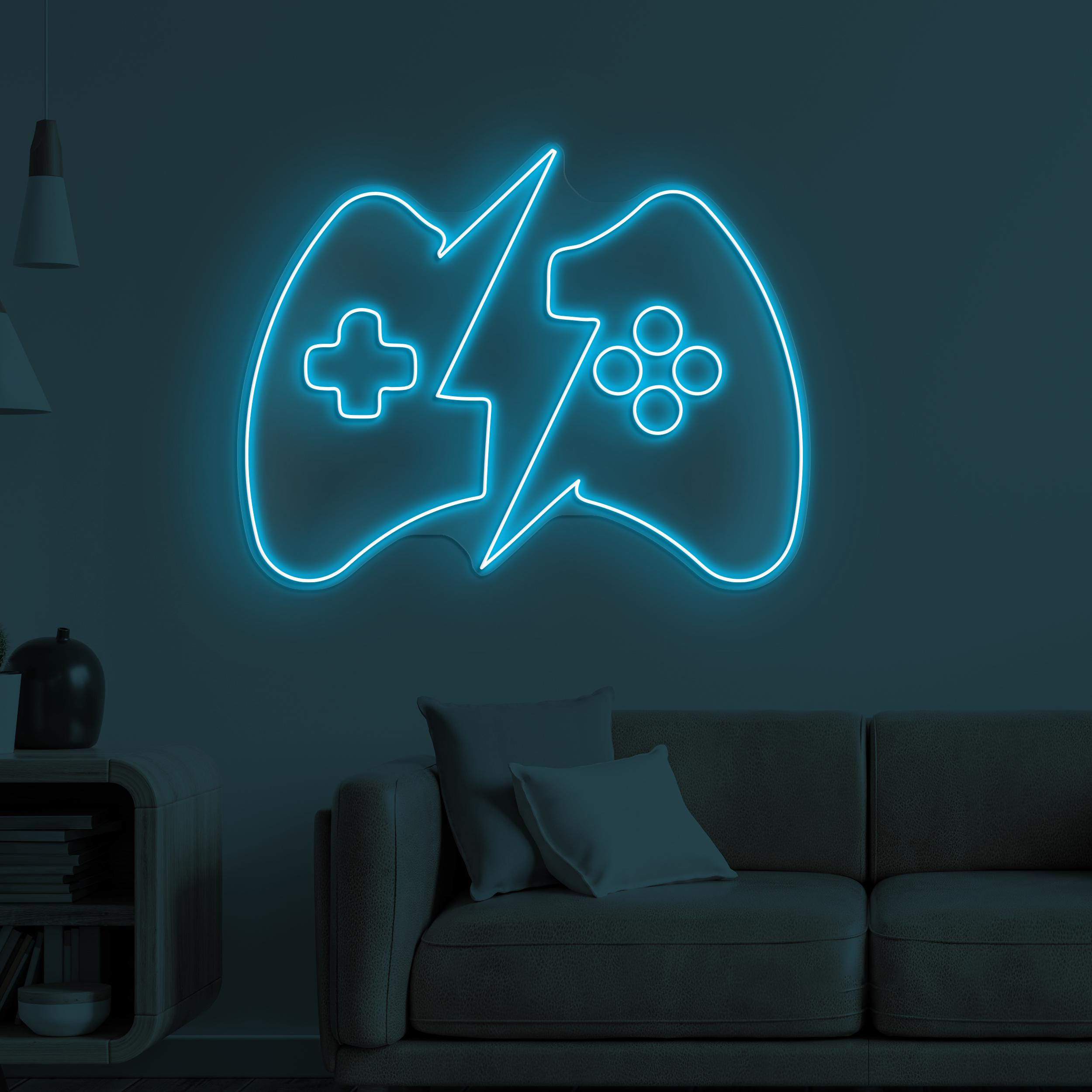 Game Controller Neon Sign, Lightning Game Controller Light, Game Wall Decor, Game Room Neon Light, Boy Room Gift, Kids Room Decor, Gift Idea