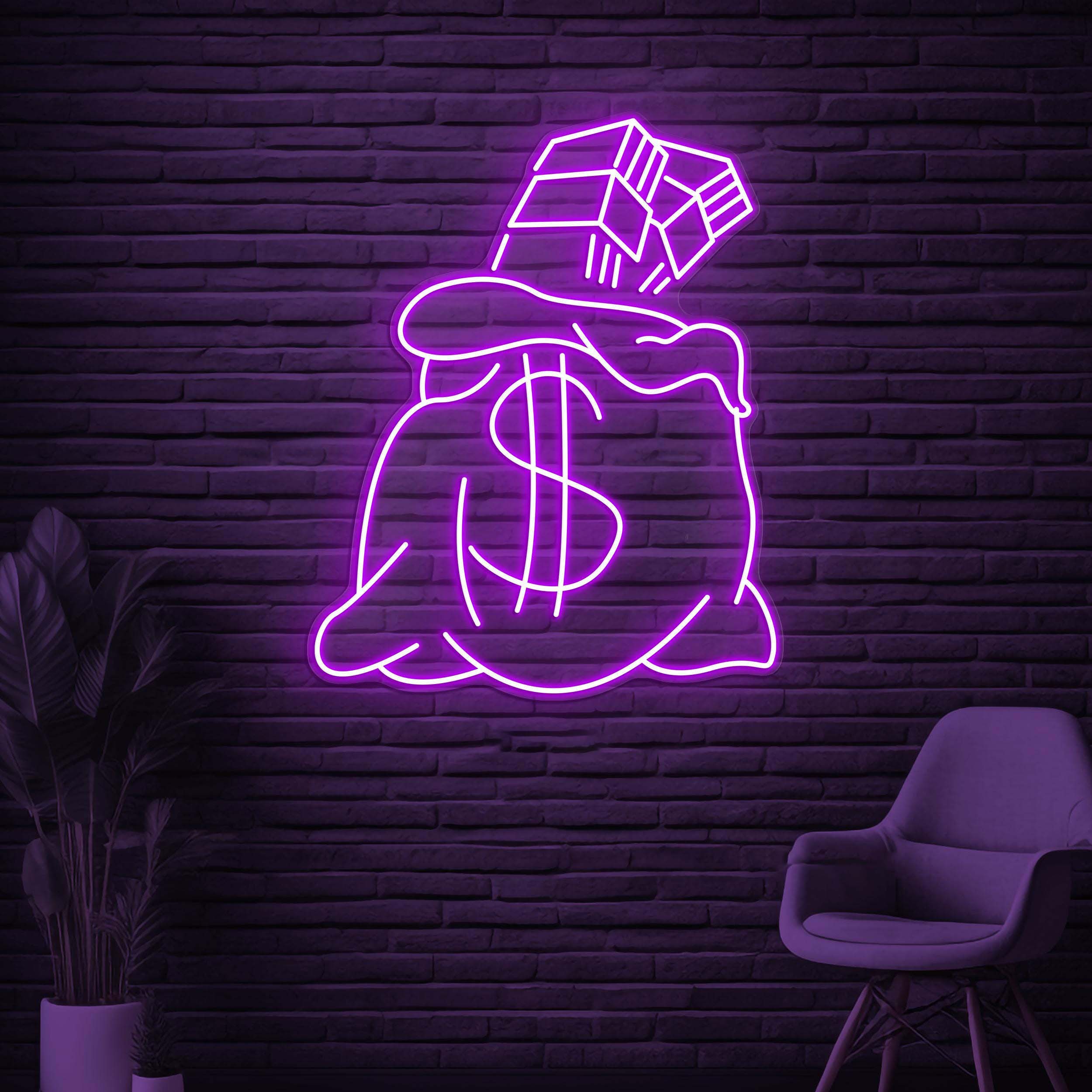 Money Bag Neon Sign, Money Bag LED Light, Dollar Money Bag Decor, Office Wall Art, Dollar Logo Sign, Business Neon Art, Dollar Wall Decor