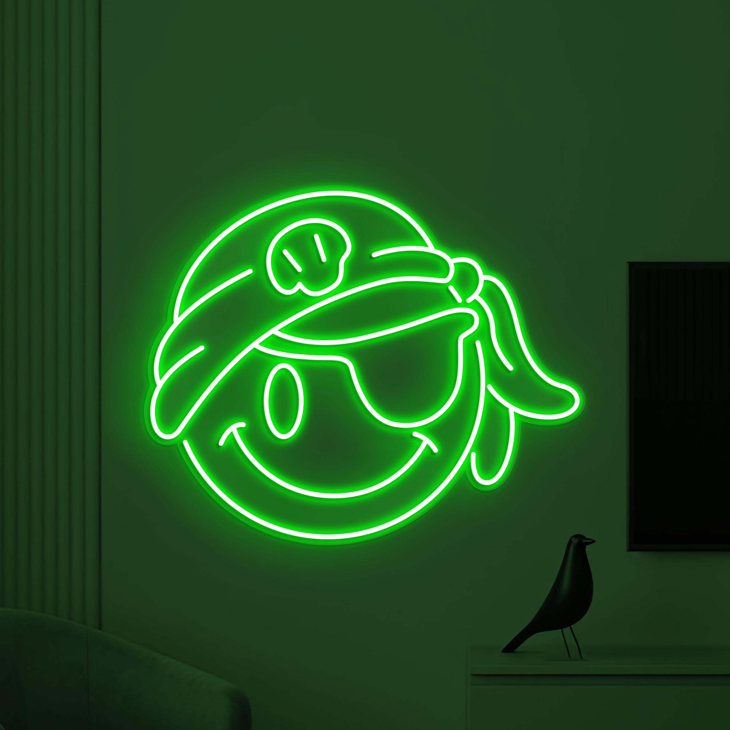Pirate Smiley Face Neon Sign, Pirate Smiley Emoji LED Light, Smiley Face Wall Decor, Kids Room Wall Art, Pirate Emoji Sign, Bedroom Neon Art