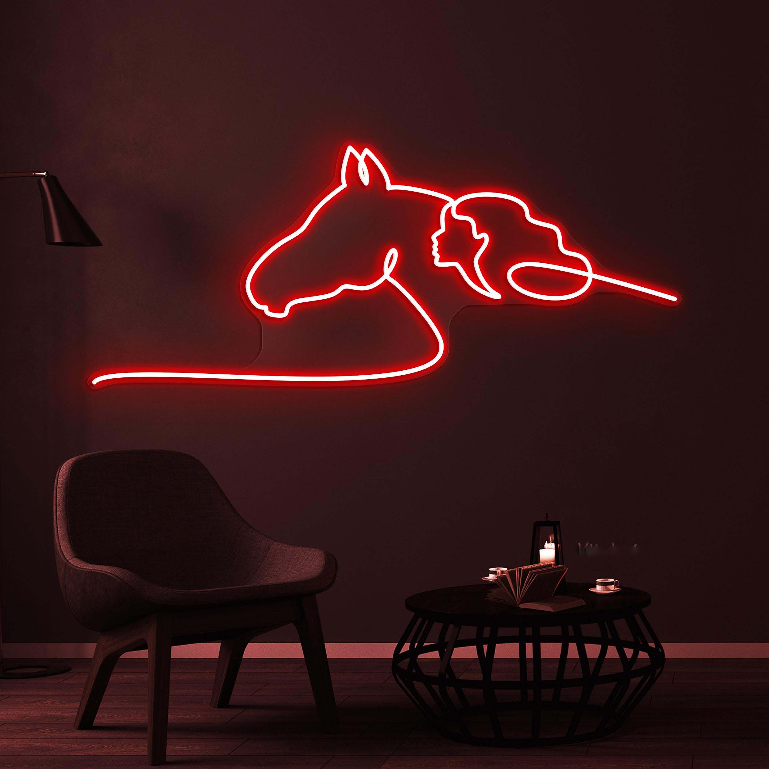 Horse and Woman Neon Sign, Horse and Woman LED Light, Girl Horse Riding Wall Art, Animal Shop Wall Decor, Horse Ride Club Light, Horse Lover