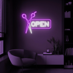 Open Neon Sign, Open Scissors LED Light, Scissors LED Sign, Neon Art, Hair Salon Open Wall Art, Barber Shop Decor, Beauty Salon Door Sign