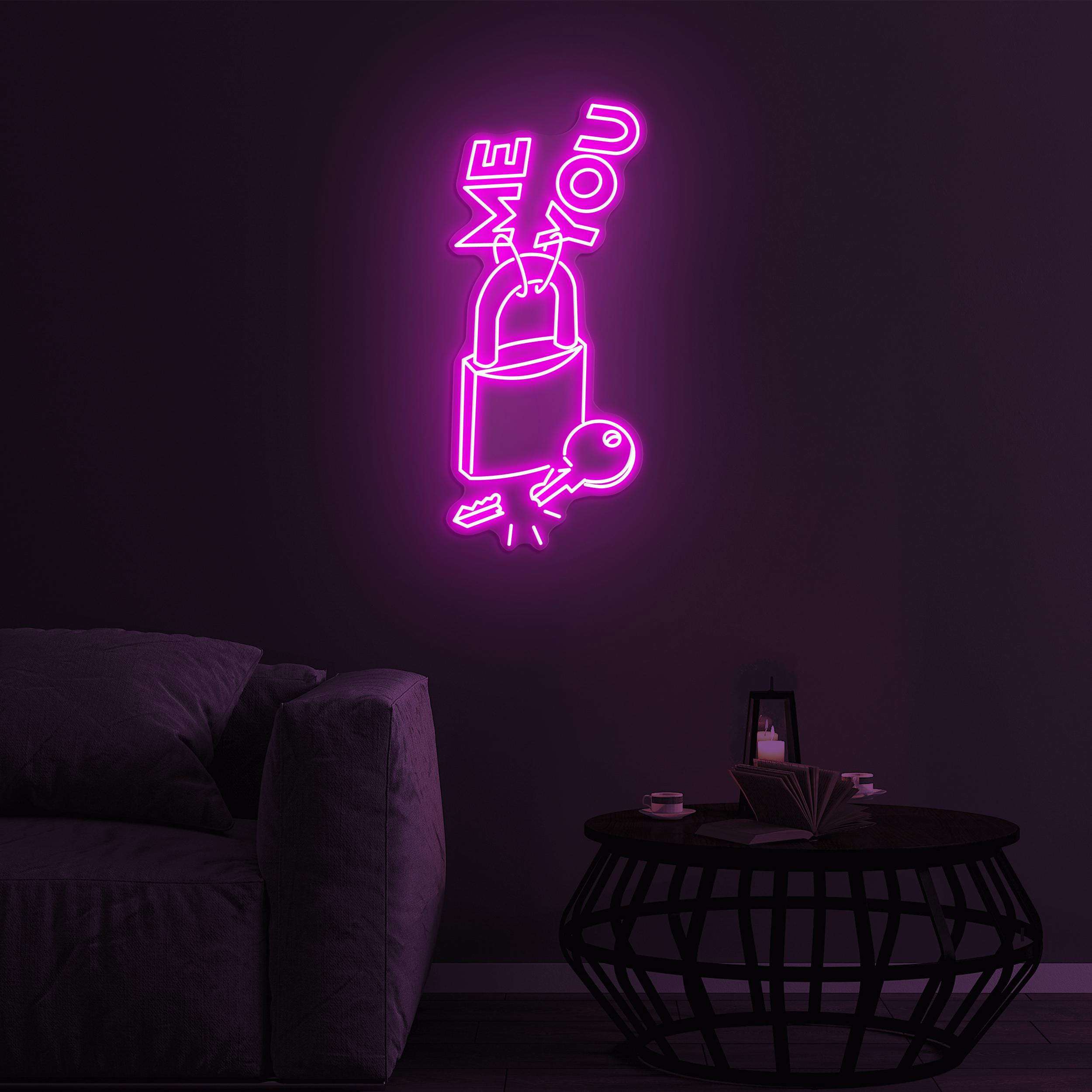 Me and You Neon Sign, Me and You LED Light, Lock With Key LED Neon Art, Love Wall Decor, Romantic Neon Wall Art, Home Wall Decor, Love Sign