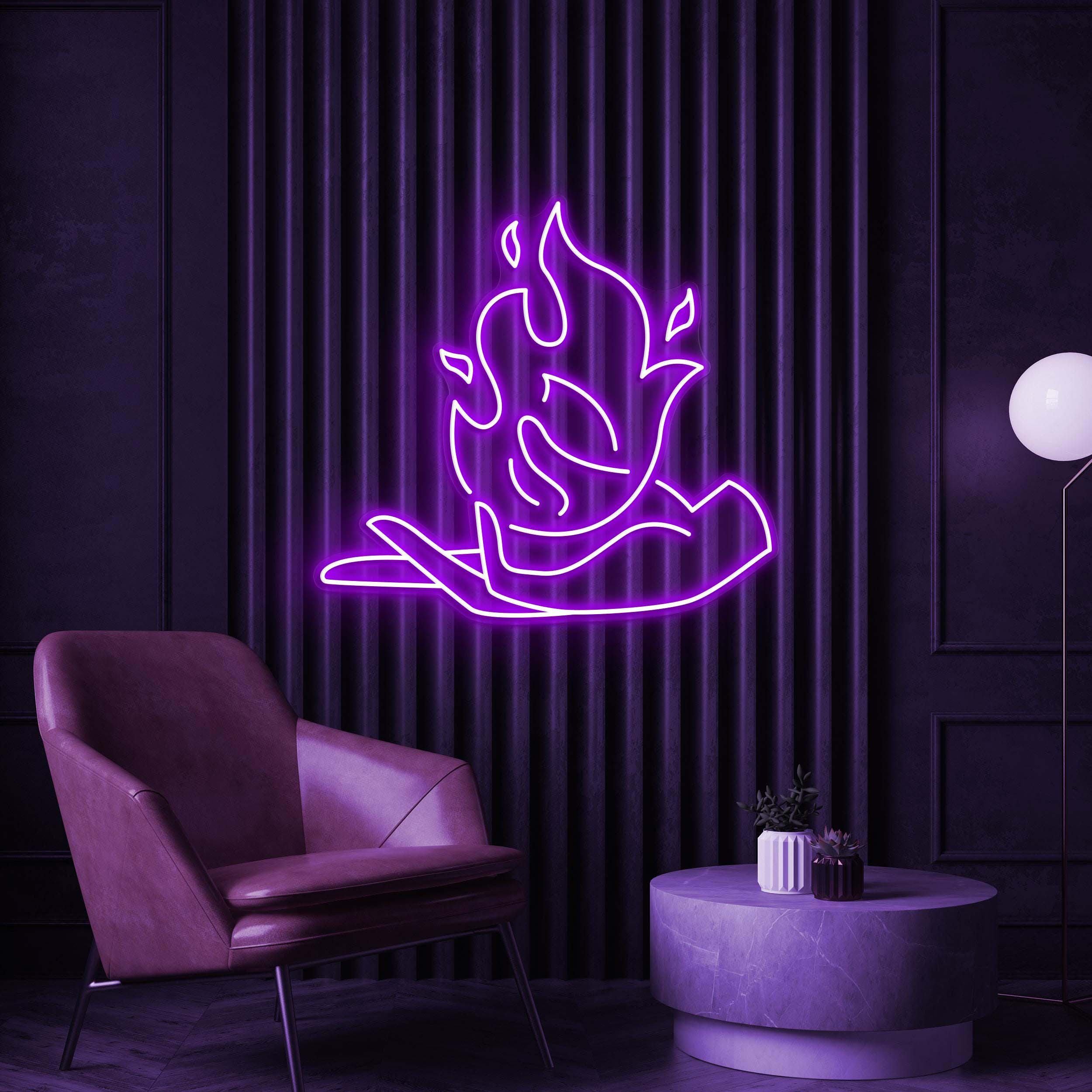Fire in Hand Neon Sign, Fire in Hand LED Light, Fire in Hand Wall Decor, Burning Hand Wall Art, Flame in Hand Art, Party, Home & Room Decor