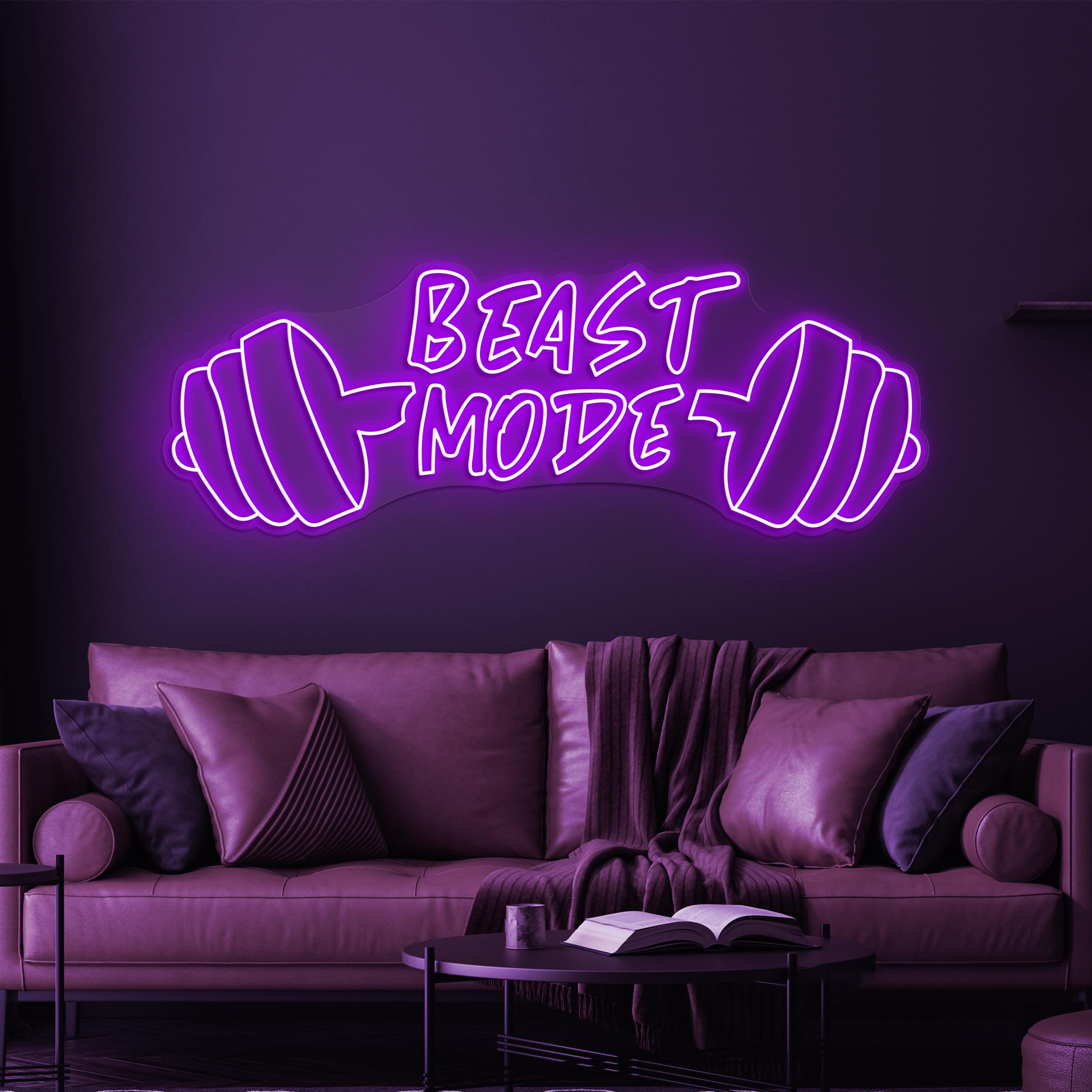 Beast Mode Neon Sign, Beast Mode LED Light, Gym Wall Decor, Dumbbell Wall Art, Fitness Neon Sign, Workout Wall Light, Gift For Gym Lover
