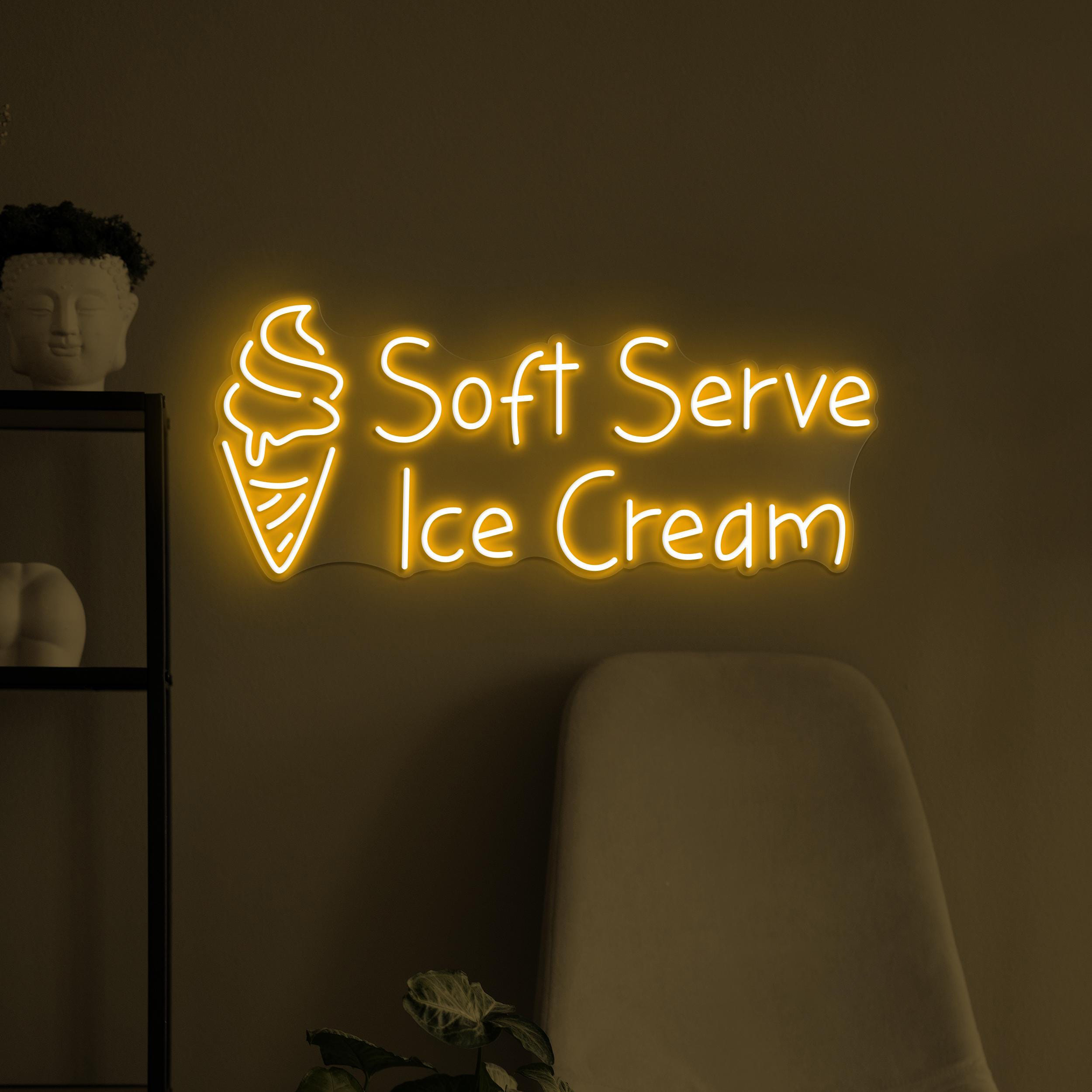 Soft Serve Ice Cream Neon Sign, Soft Serve Ice Cream LED Light, Sweet Dish Wall Art, Dessert Led Sign, Ice Cream Shop Decor, Ice Cream Lover