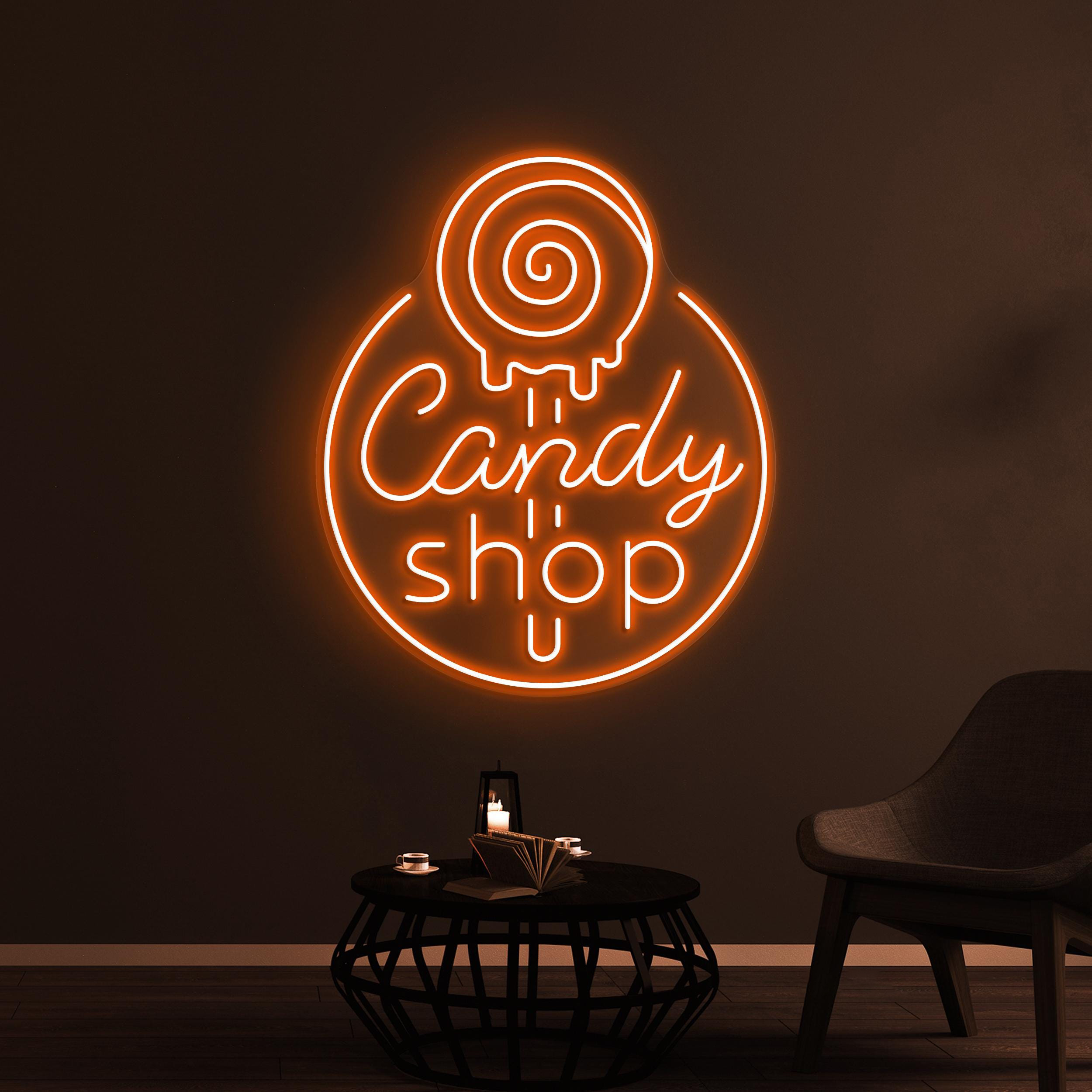 Candy Shop Neon Sign, Candy Shop LED Sign, Lollipop Candy Wall Decor, Candy Shop Logo Sign, Dessert Shop Art, Christmas Party Wall Decor