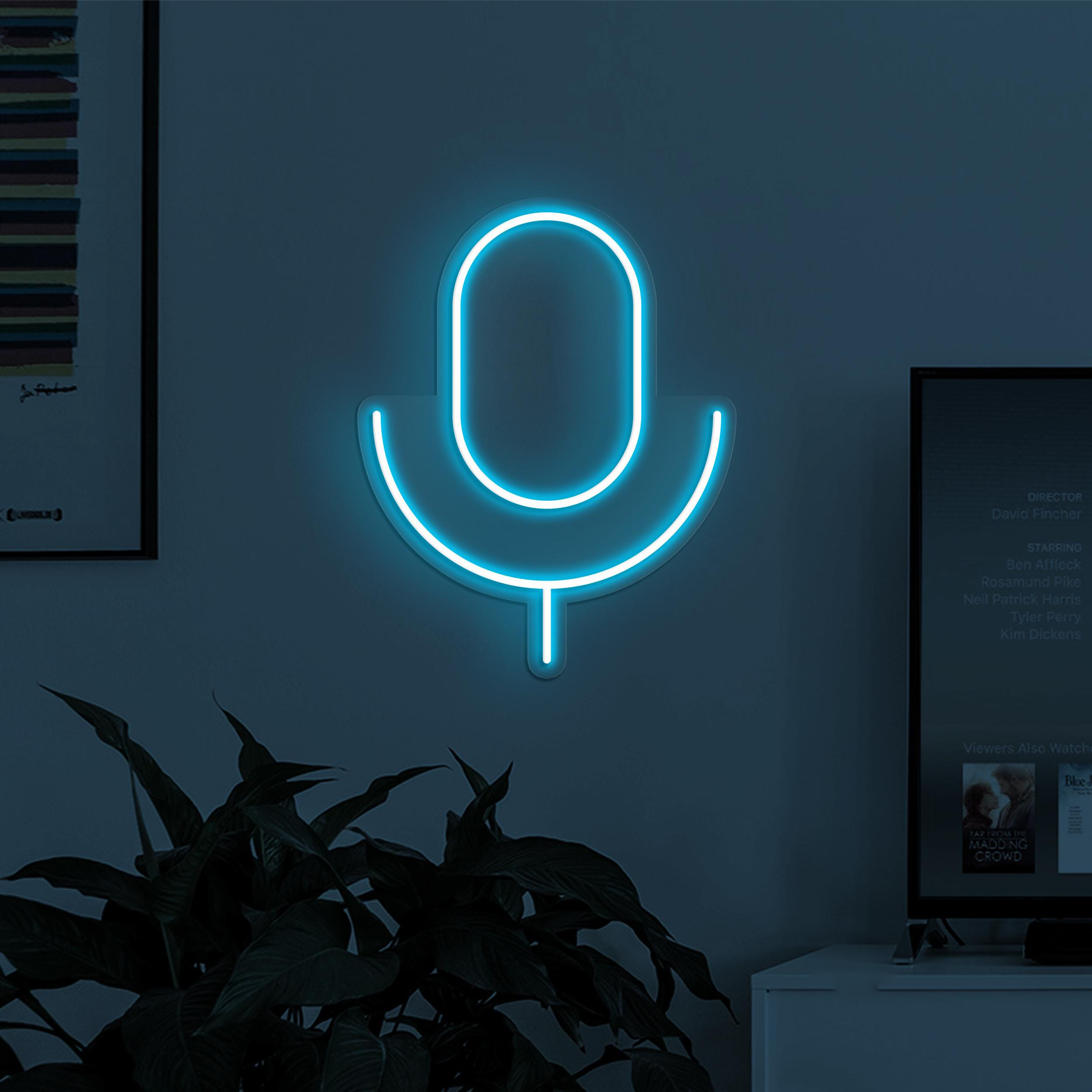 Microphone Neon Sign, Microphone LED Light, Podcast Wall Art, Music Room Wall Decor, Podcast LED Light, Neon Signs for Recording Studios