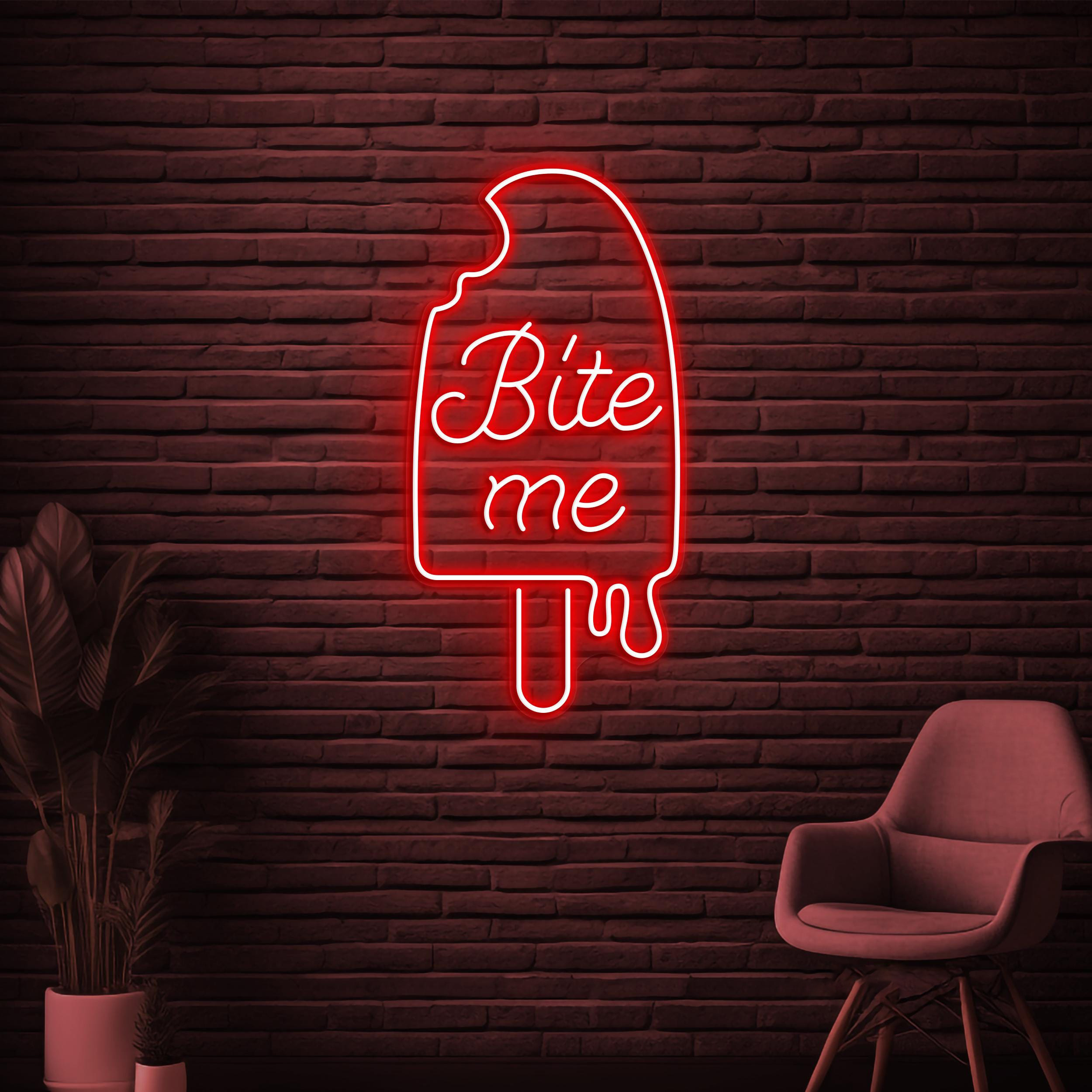 Bite Me Neon Sign, Bite Me LED Light, Ice-cream Wall Decor, Ice-cream Shop Wall Art, Custom Neon Sign, Popsicle Neon Sign, Popsicle Lover