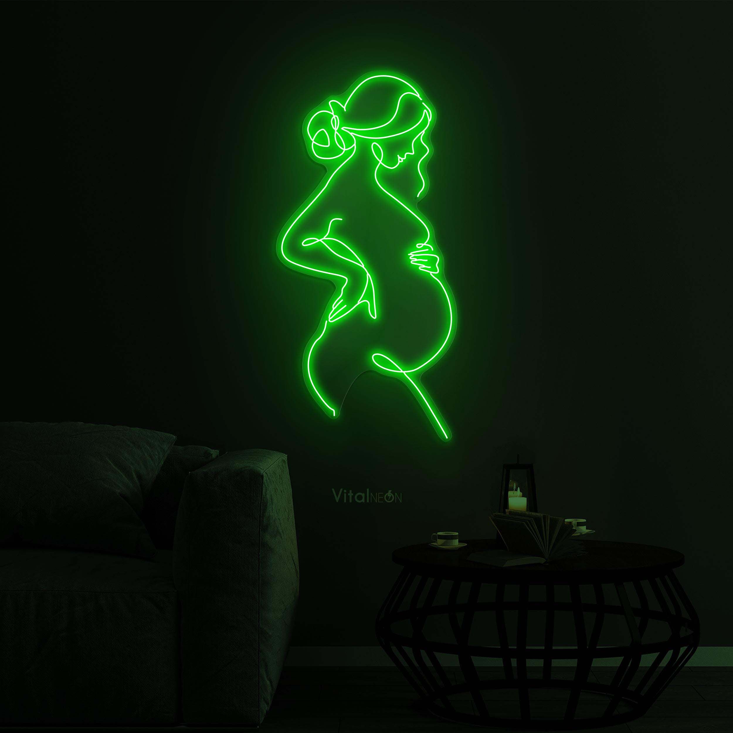 Pregnant Woman Neon Sign, Pregnant Girl LED Light, Pregnant Woman Neon Art, Motherhood Wall Art, Guinea Hospital Wall Decor, Baby Bump Sign