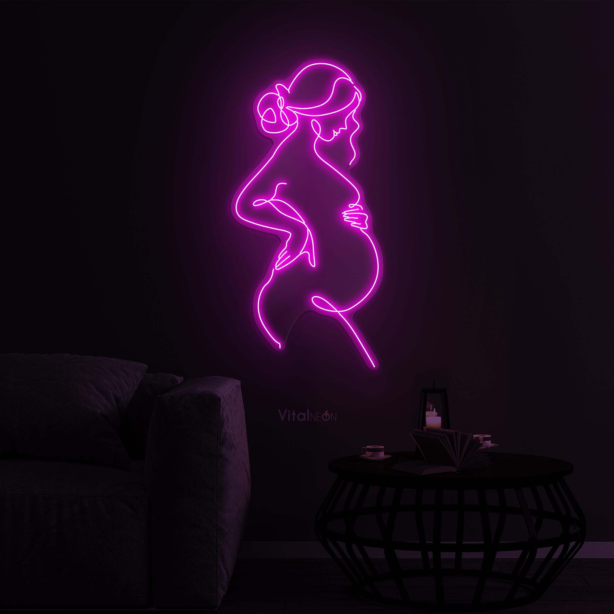 Pregnant Woman Neon Sign, Pregnant Girl LED Light, Pregnant Woman Neon Art, Motherhood Wall Art, Guinea Hospital Wall Decor, Baby Bump Sign