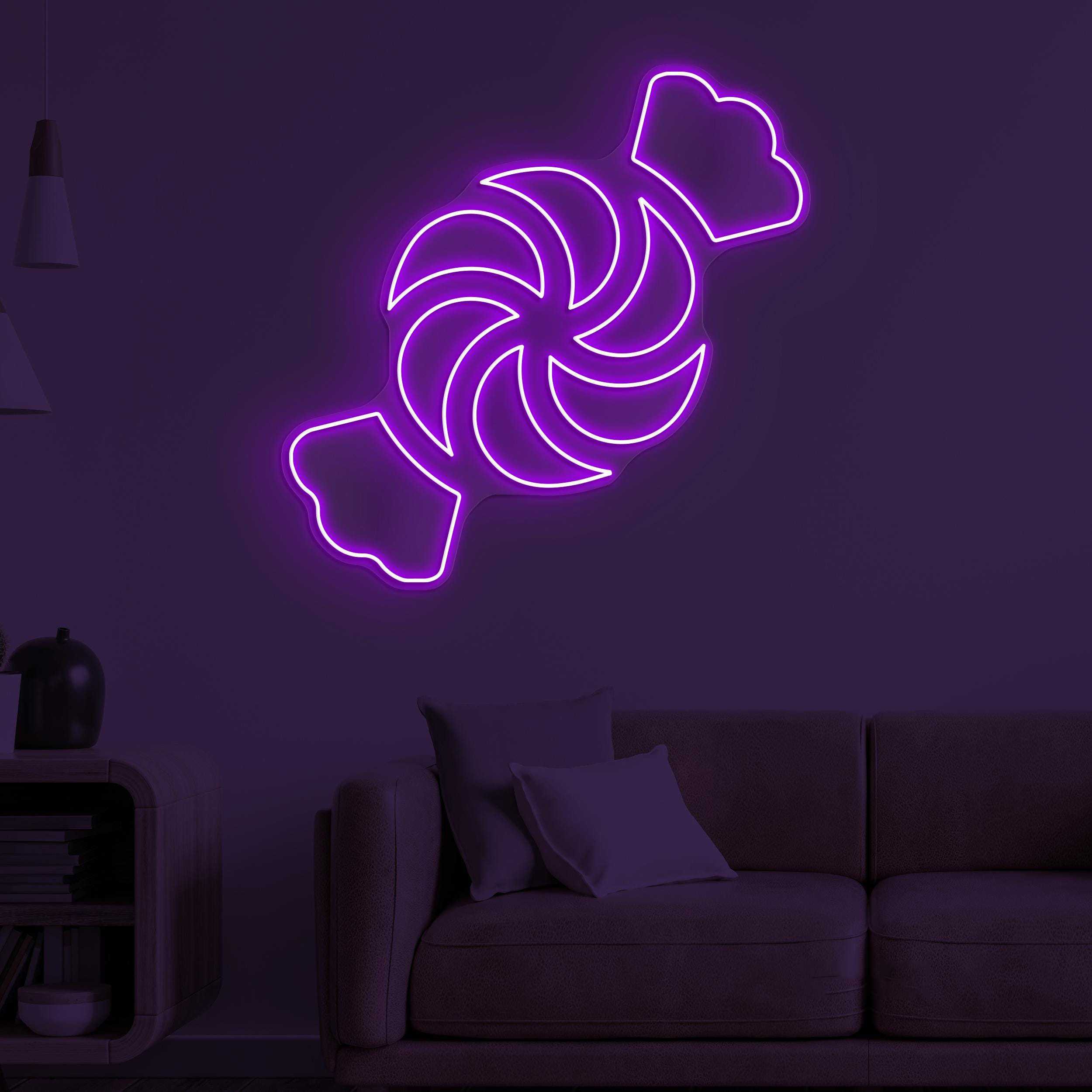 Candy Neon Sign, Candy LED Light, Kids Room Wall Decor, Sun Shape Candy Wall Art, Sweet Treat Led Art, Candy Shop Neon Light, Sweet Shop Art