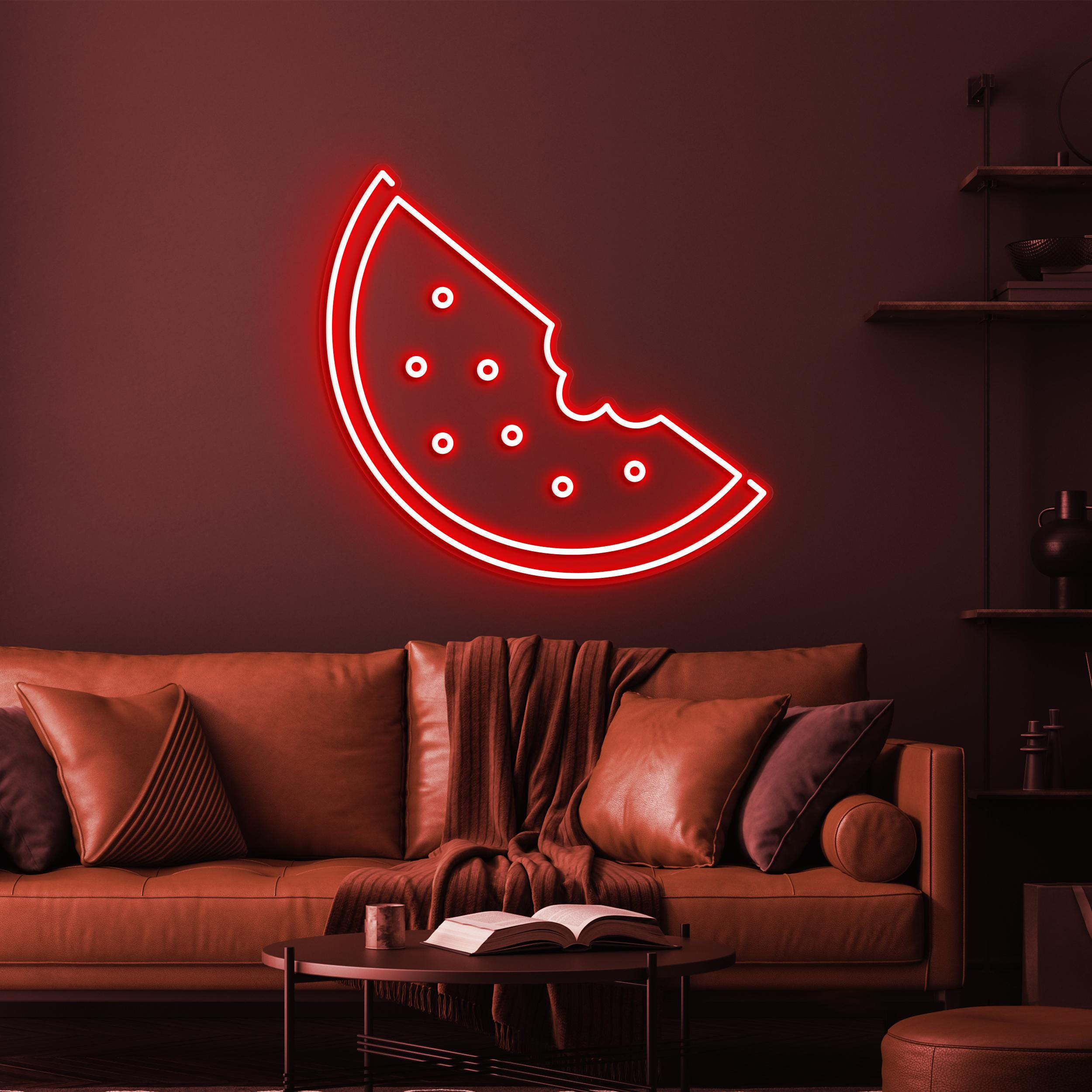 Watermelon Neon Sign, LED Watermelon Light, Watermelon Slice for Fruit Store, Fruit Juice Bar Decor, Kids Room Art, Food Sign for Home Decor