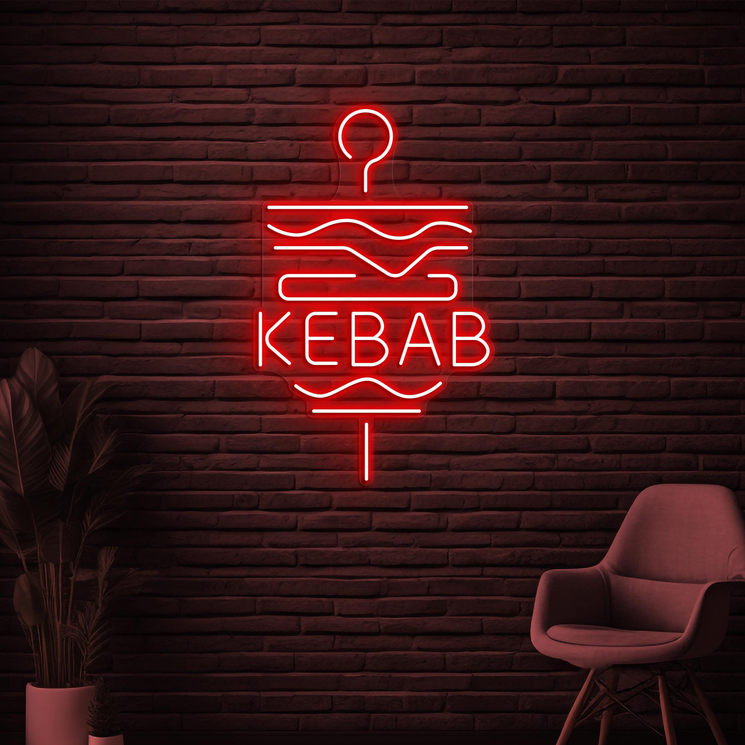 Kebab Neon Sign, Kebab Neon Light, Restaurant Wall Decor, Doner Kebab Neon Art, BBQ Neon Wall Art, BBQ Shop Led Sign, Gift for Kebab Lover