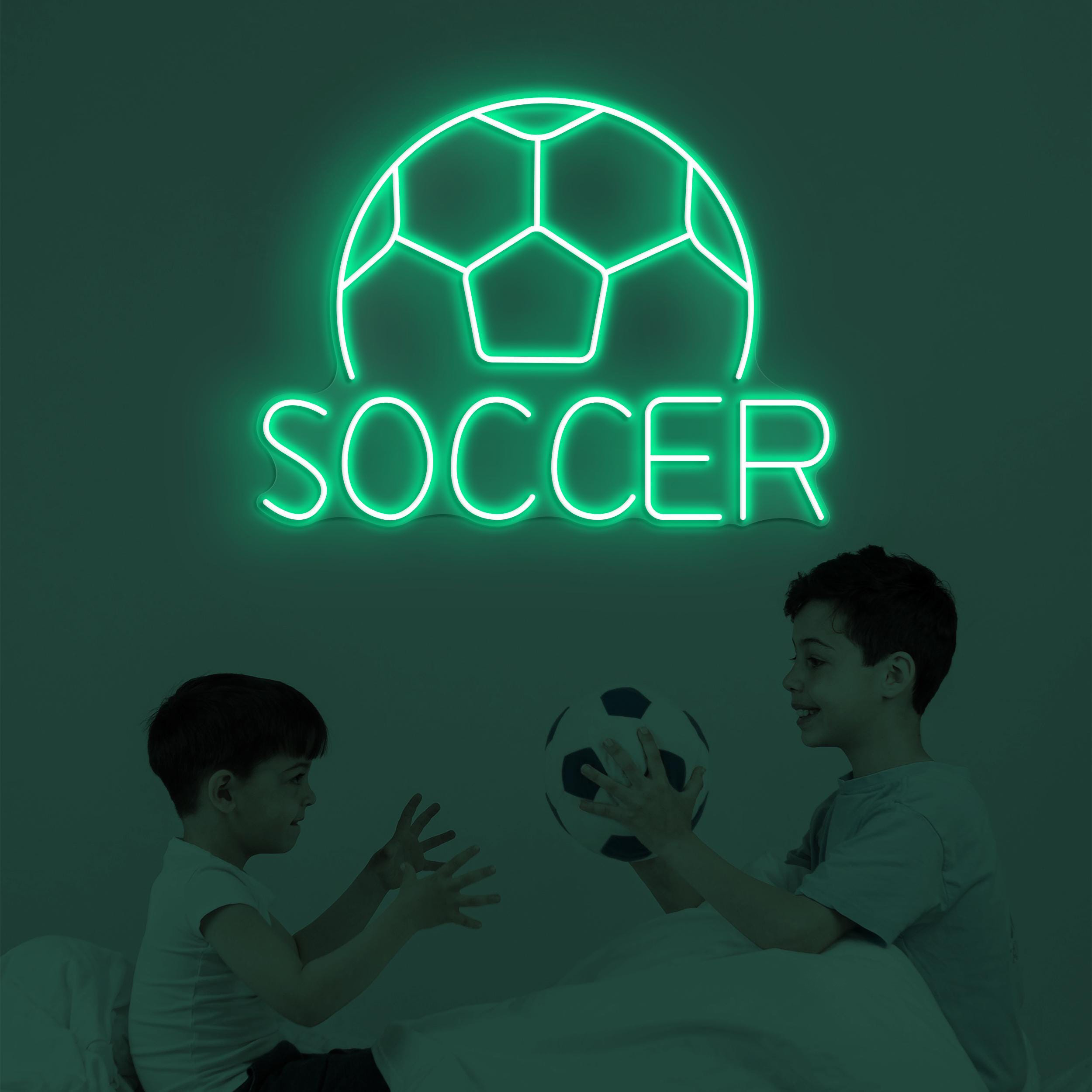 Soccer Neon Sign, Soccer LED Light, Soccer Logo Wall Art, Goal Wall Decor, Game On Neon Sign, Birthday Gift for Soccer Lover, Game Room Art