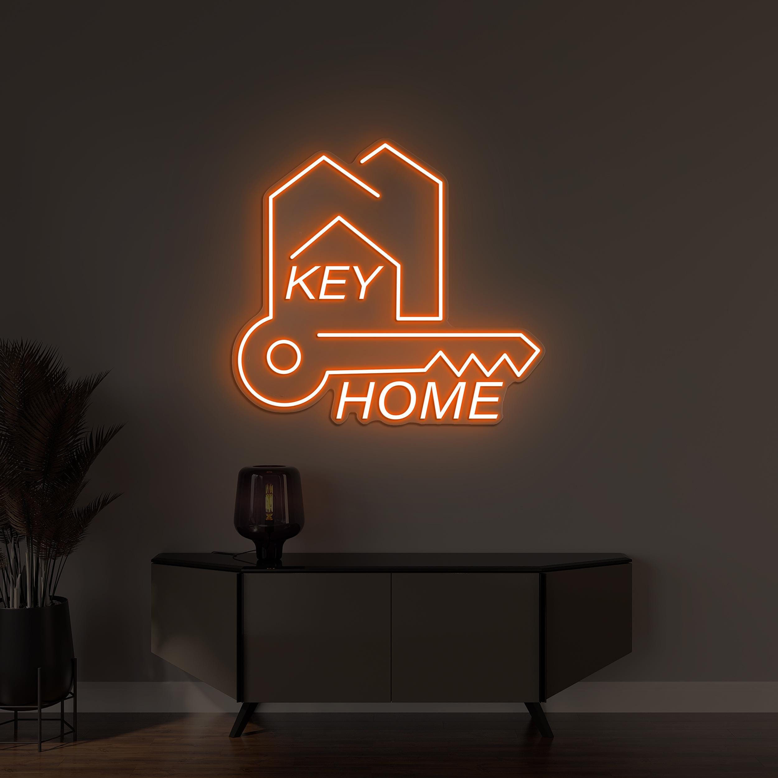 Home Key Neon Sign, Home Key LED Light, Key to Home Wall Decor, Sweet Home Neon Art, Custom Home Key Neon Sign, Property Office Wall Decor