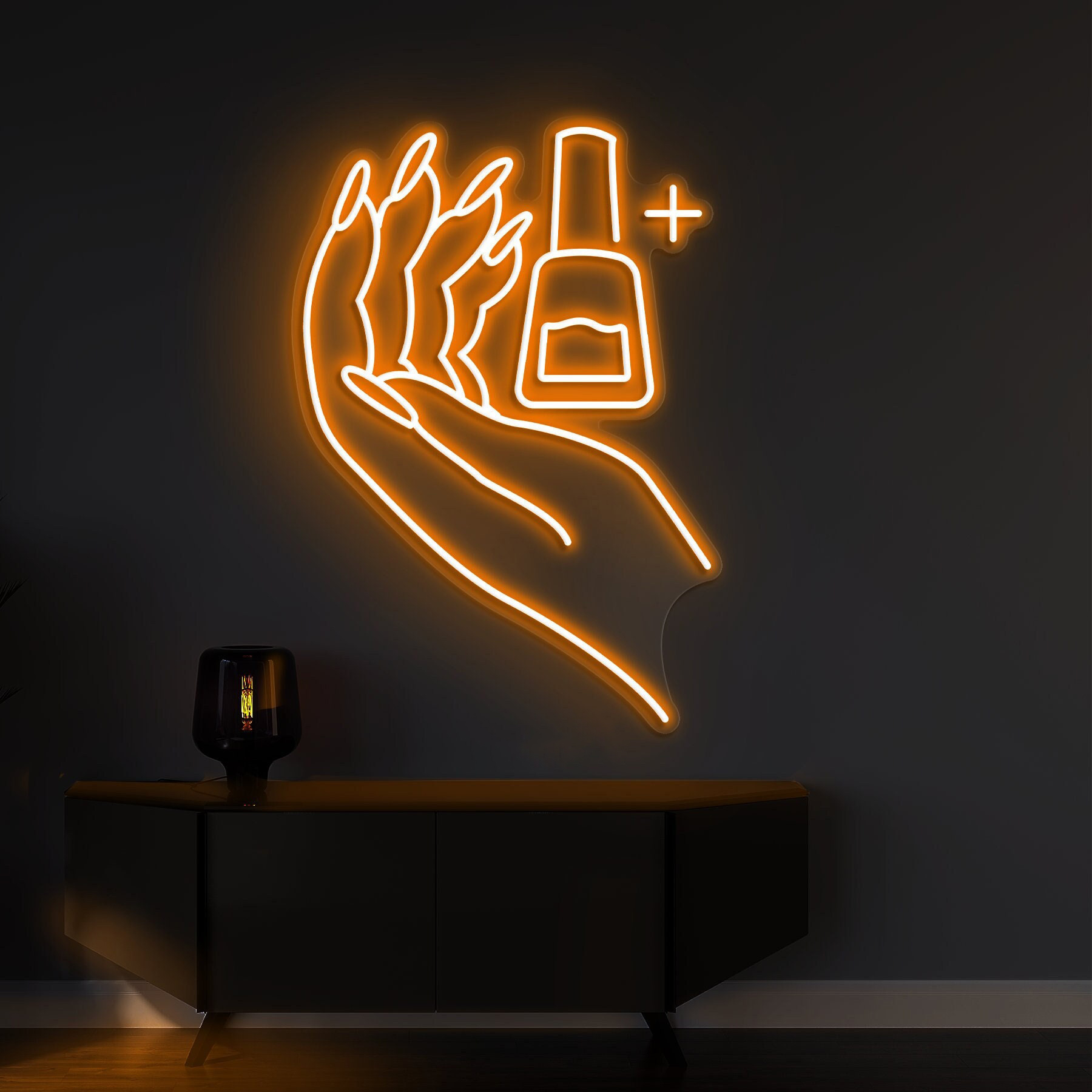 Nail Studio Neon Sign, Salon Decor, Hand on Nail Polish Neon Sign, Women and Girl Decor, Lights for Nail Salon, Beauty Room,Bedroom Wall Art