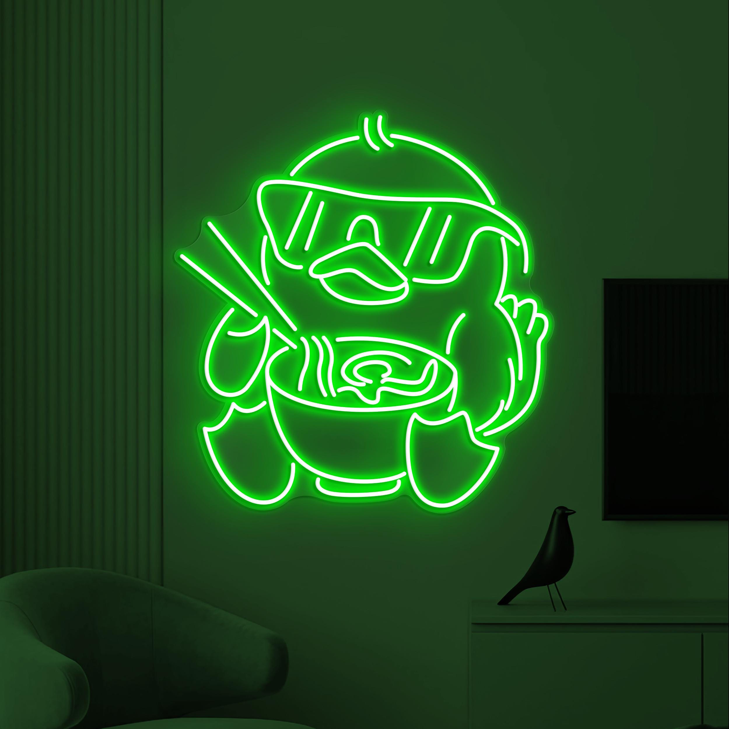 Cute Duck Neon Sign, Duck Eating Ramen LED Light, Japanese Restaurant Wall Decor, Noodles Neon Sign, Ramen Neon Art, Gift for Ramen Lover