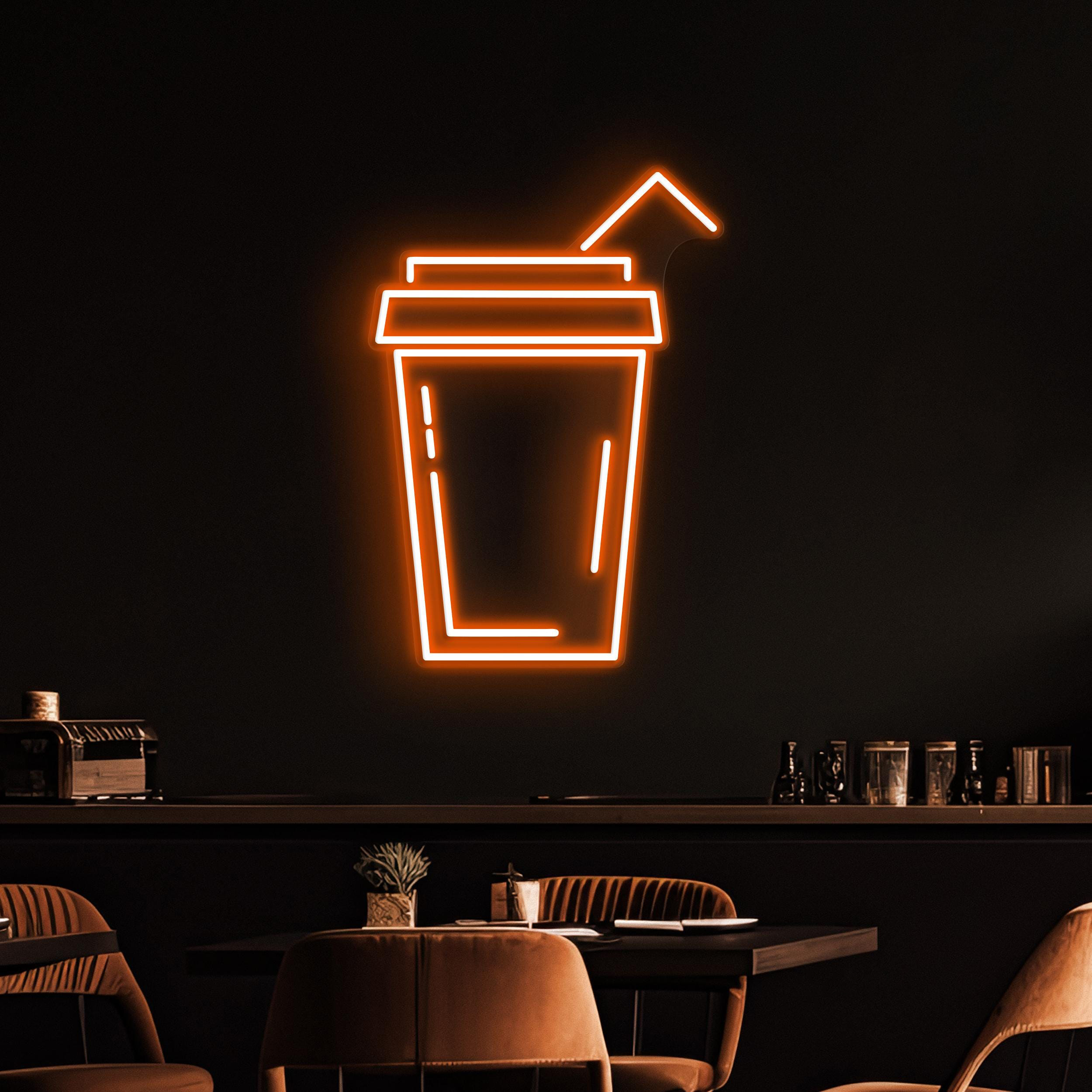 Drink Cup Neon Sign, Drink Cup LED Light, Juice Bar Wall Art, Kitchen Decor, Cafe & Bar Neon Light, Refreshing Drink Decor, Drink Corner Art