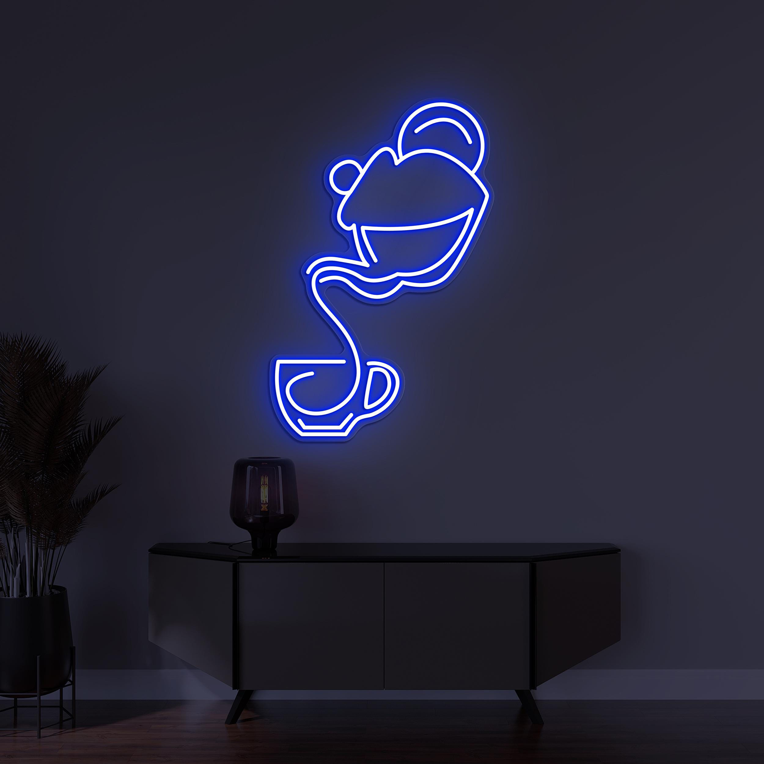 Teapot and Cup Neon Sign, Teapot and Cup LED Light, Tea Wall Decor, Drinking Tea Wall Art, Custom Neon Sign, Tea Cafe Art, Coffee Cafe Light