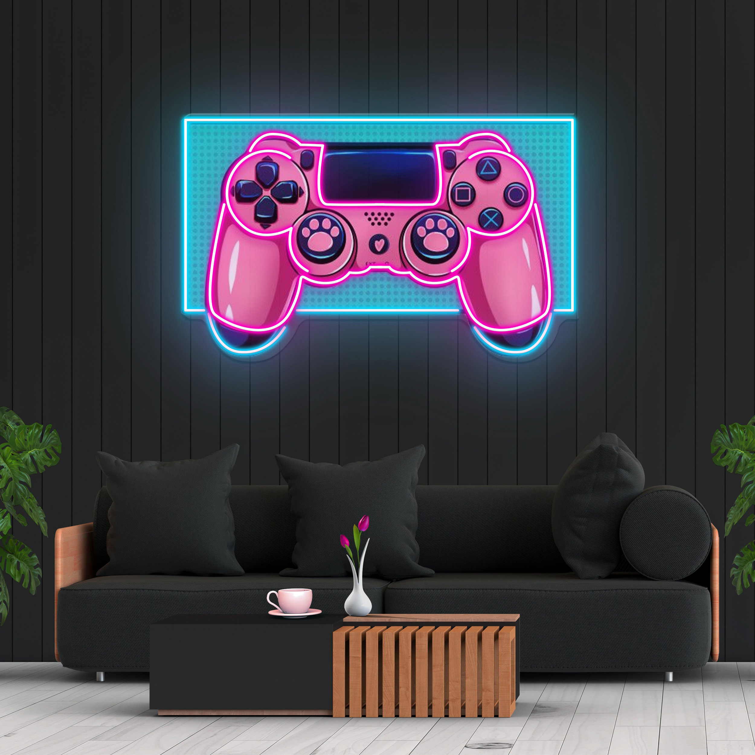 Gamepad Controller UV Neon Light, Gaming Wall Art Decor, Gamepad Light for Game Rooms, Gamer Gift, Game Controller Neon Sign, Bedroom Decor