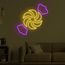 Candy Neon Sign, Candy LED Light, Kids Room Wall Decor, Sun Shape Candy Wall Art, Sweet Treat Led Art, Candy Shop Neon Light, Sweet Shop Art