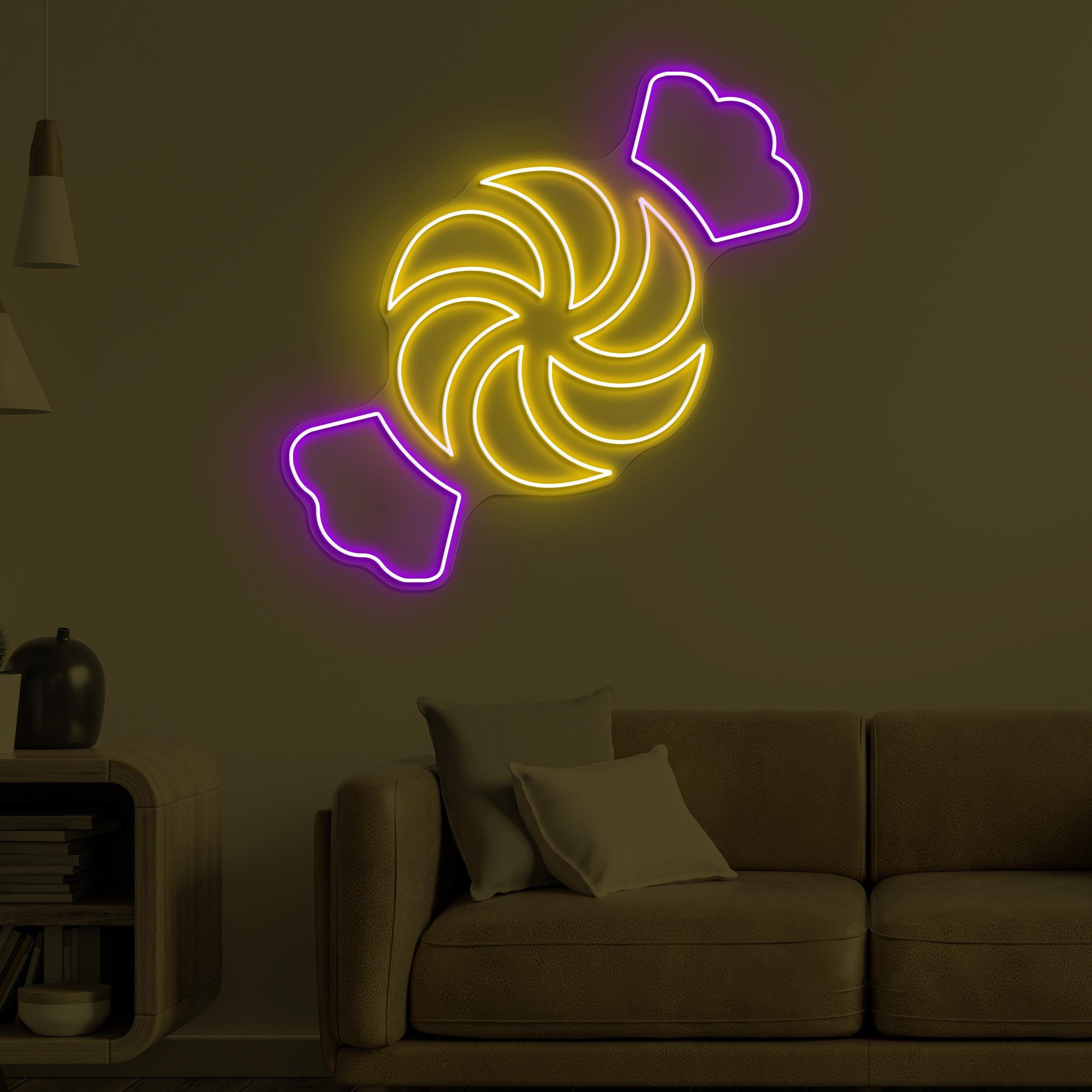 Candy Neon Sign, Candy LED Light, Kids Room Wall Decor, Sun Shape Candy Wall Art, Sweet Treat Led Art, Candy Shop Neon Light, Sweet Shop Art