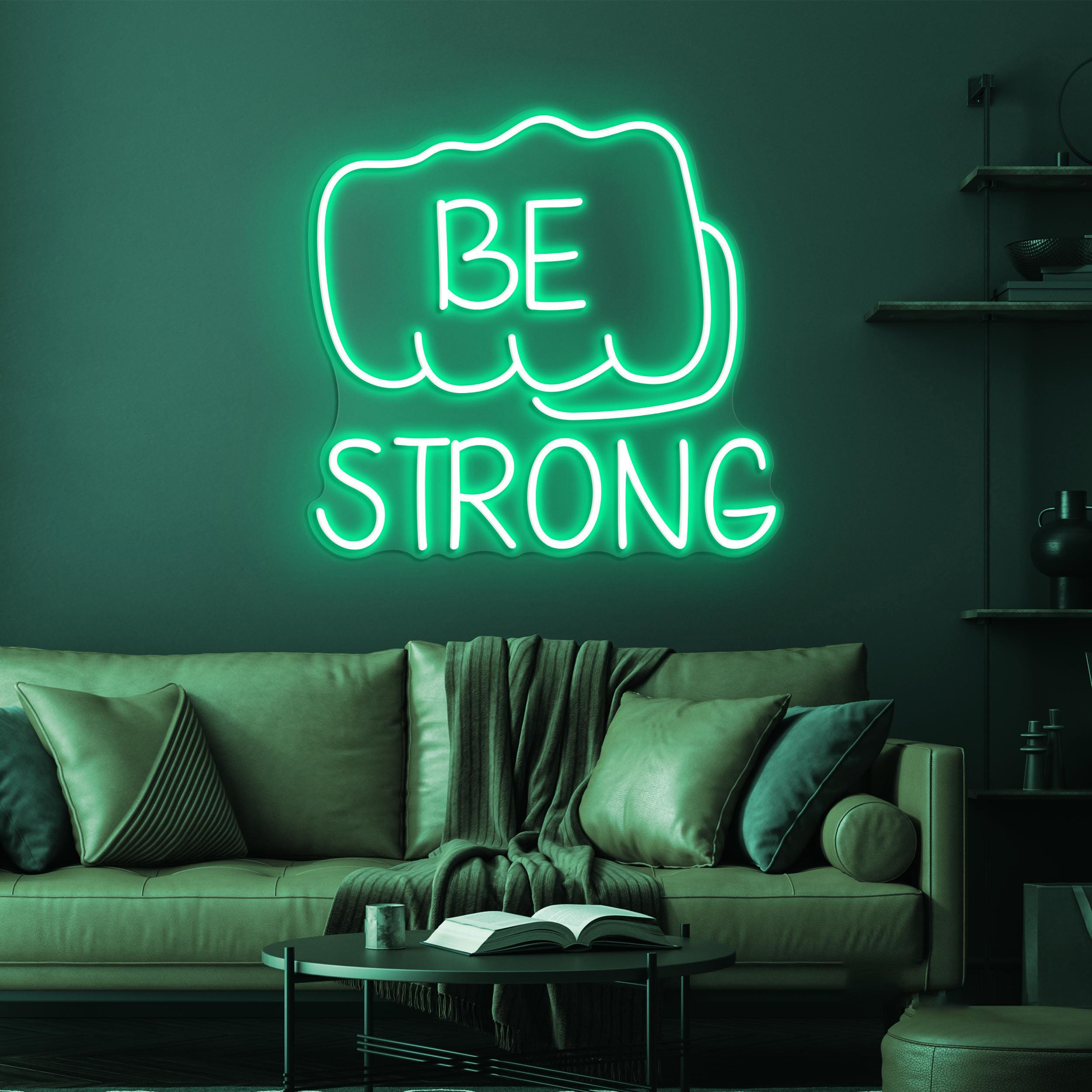 Be Strong Neon Sign, Be Strong LED Light, Gym Wall Decor, Jab Hand Wall Art, Motivational Neon Light, Personalized Sign, Fitness Led Sign