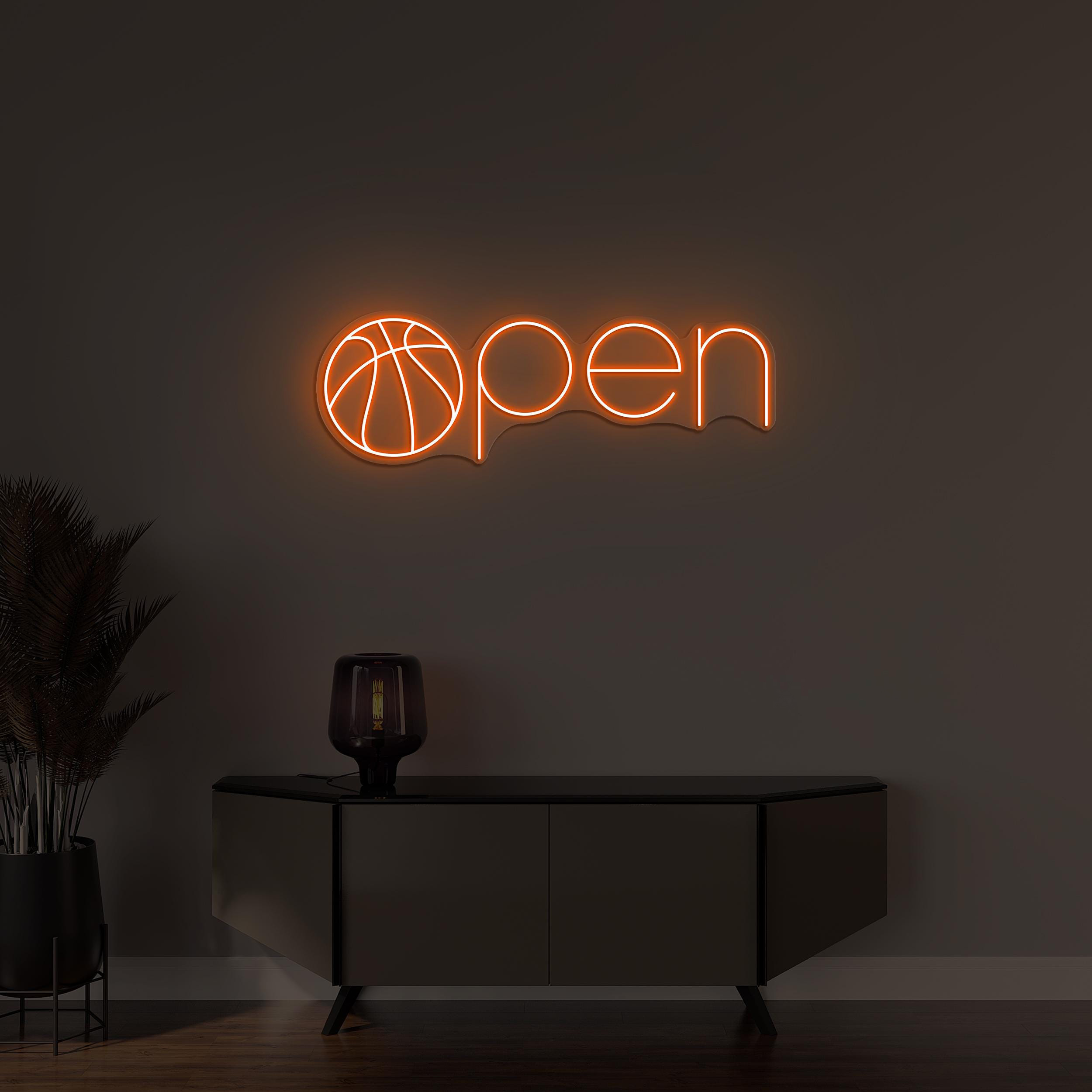 Open Neon Sign, Open LED Light, Basketball Club Wall Decor, Basketball Court Open Wall Art, Sports Shop Led Sign, Business Neon Wall Light