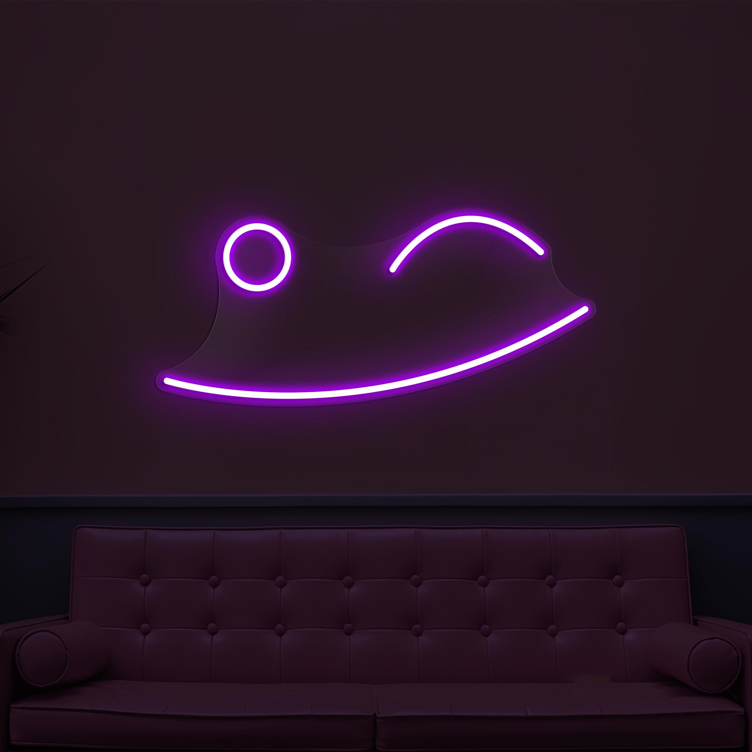 Wink Face Neon Sign, Wink Face LED Light, Winking Emoji Wall Decor, Playful Face Wall Art, Nursery Room Neon Light, Home, Cafe & Bar Decor
