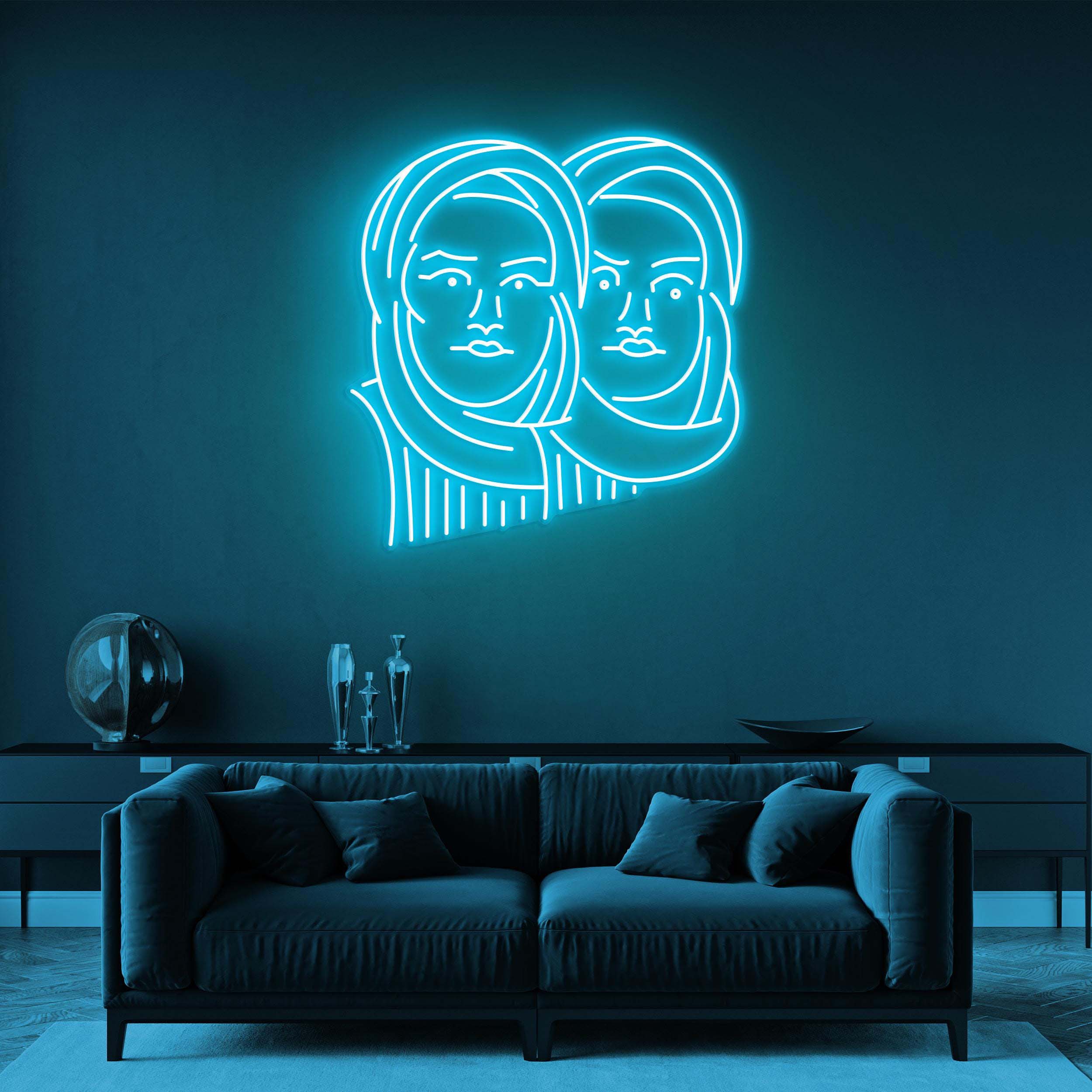 Twin Faces Neon Sign, Twin Faces LED Light, Twin Faces LED Neon Art, Double Vision Wall Art, Home Wall Decor, Custom Twin Face Neon Sign