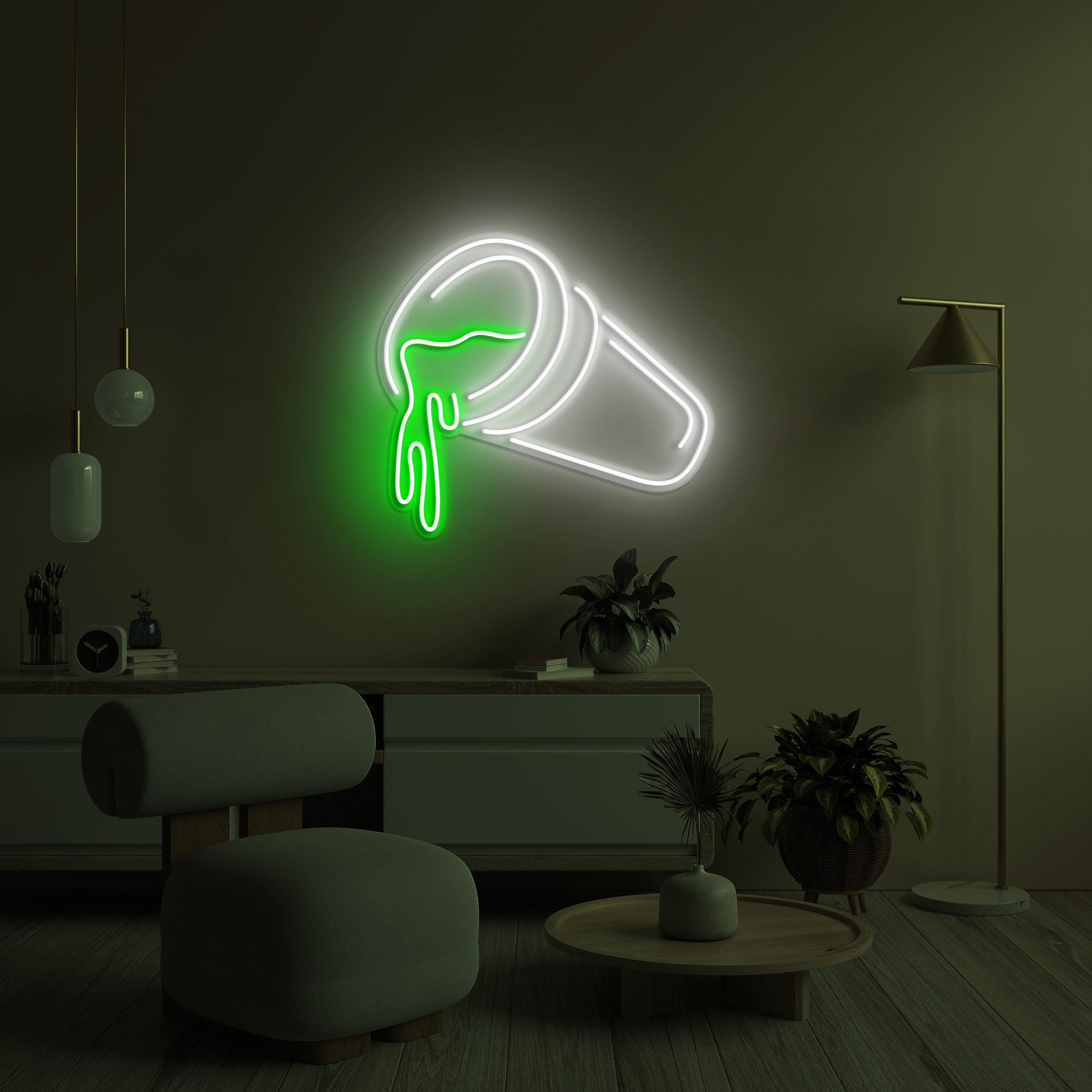 Spilled Drink Neon Sign, Spilled Juice Light, Cup Overflow LED Neon Art, Drink Cafe Wall Art, Home Wall Decor, Custom Sign, Game Room Decor