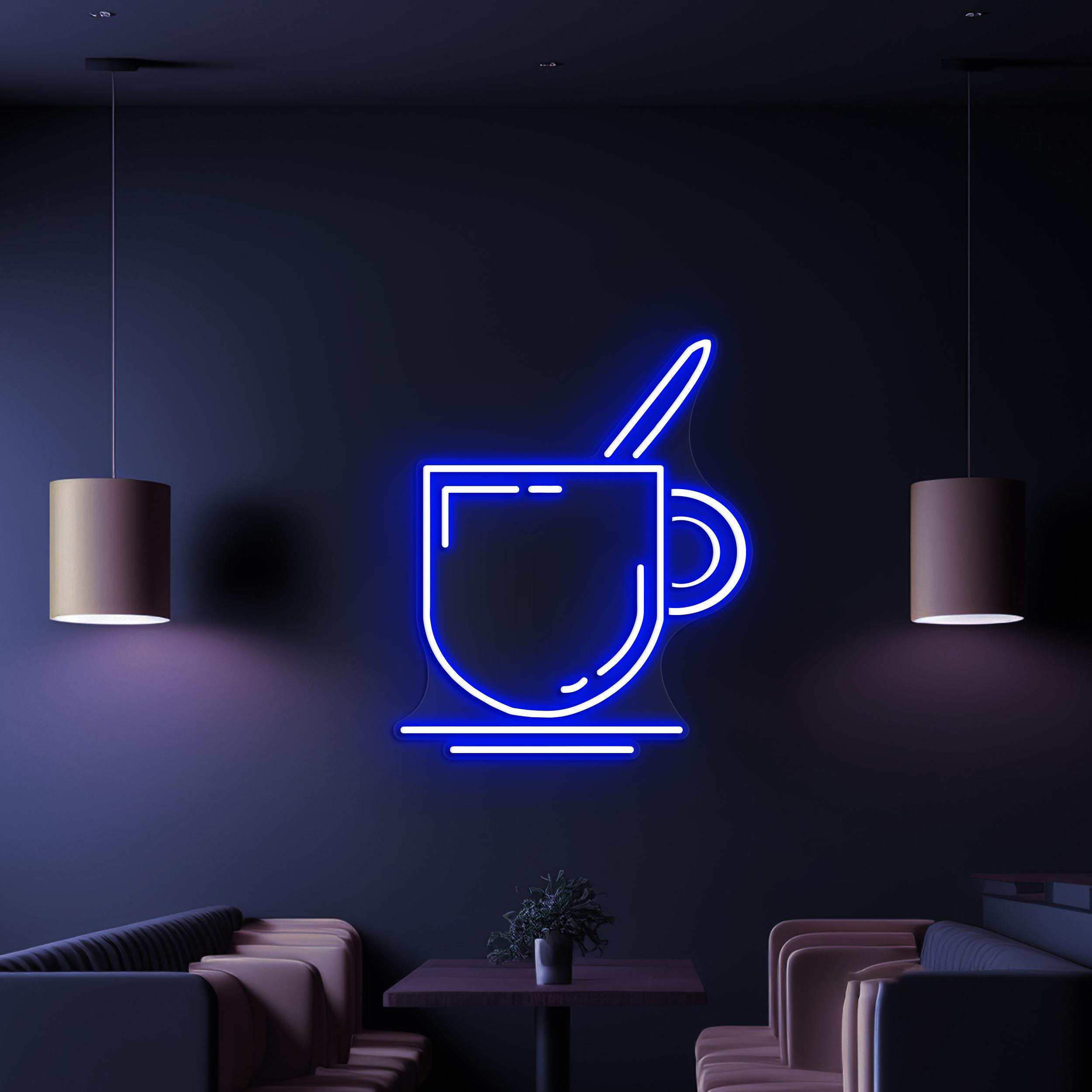 Coffee Mug Neon Sign, Coffee Mug LED Light, Coffee Shop Wall Decor, Kitchen Neon Light, Cafe, Bar, & Restaurants Wall Art, Home Neon Decor