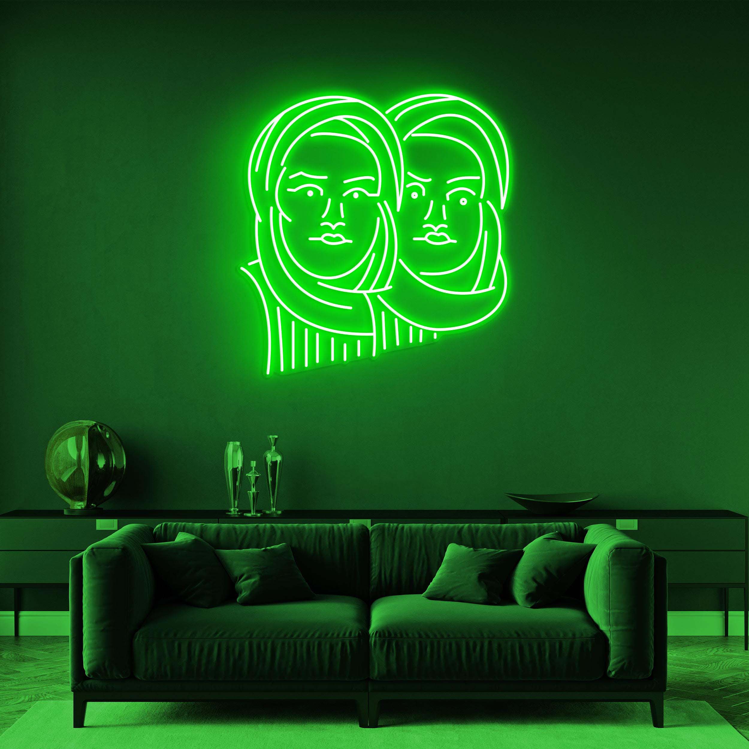 Twin Faces Neon Sign, Twin Faces LED Light, Twin Faces LED Neon Art, Double Vision Wall Art, Home Wall Decor, Custom Twin Face Neon Sign