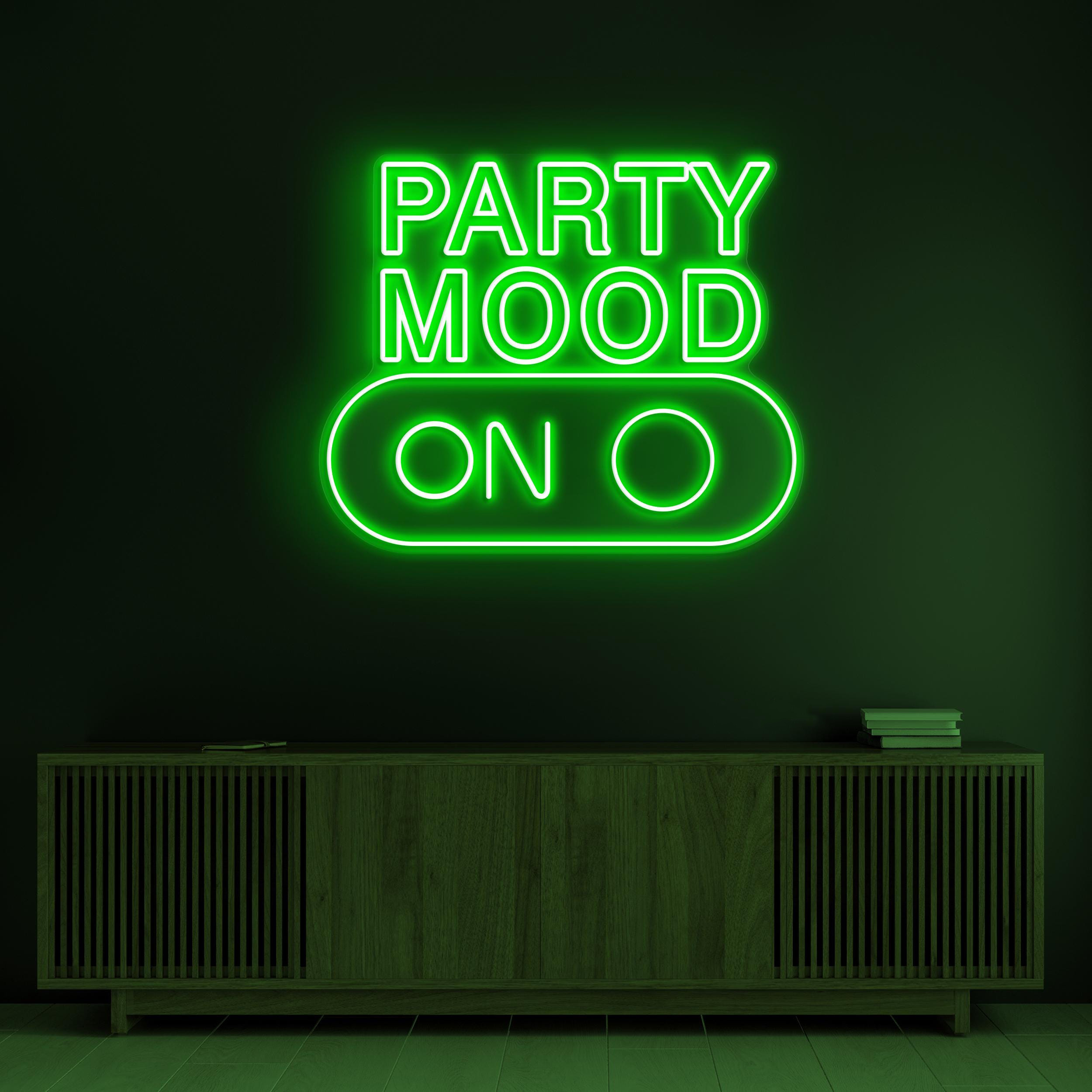Party Mood On Neon Signs, Party Mood On LED Light, Party Wall Art, Birthday Party Wall Decor, Neon Sign for, Engagement, & Wedding Parties