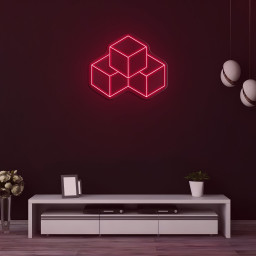 3D Cubes Neon Sign, Geometric Wall Decor, LED Cube Light, Cubes Neon Art, Gift Idea, Home Decor for Living Room, Bedroom, or Office,Neon Art