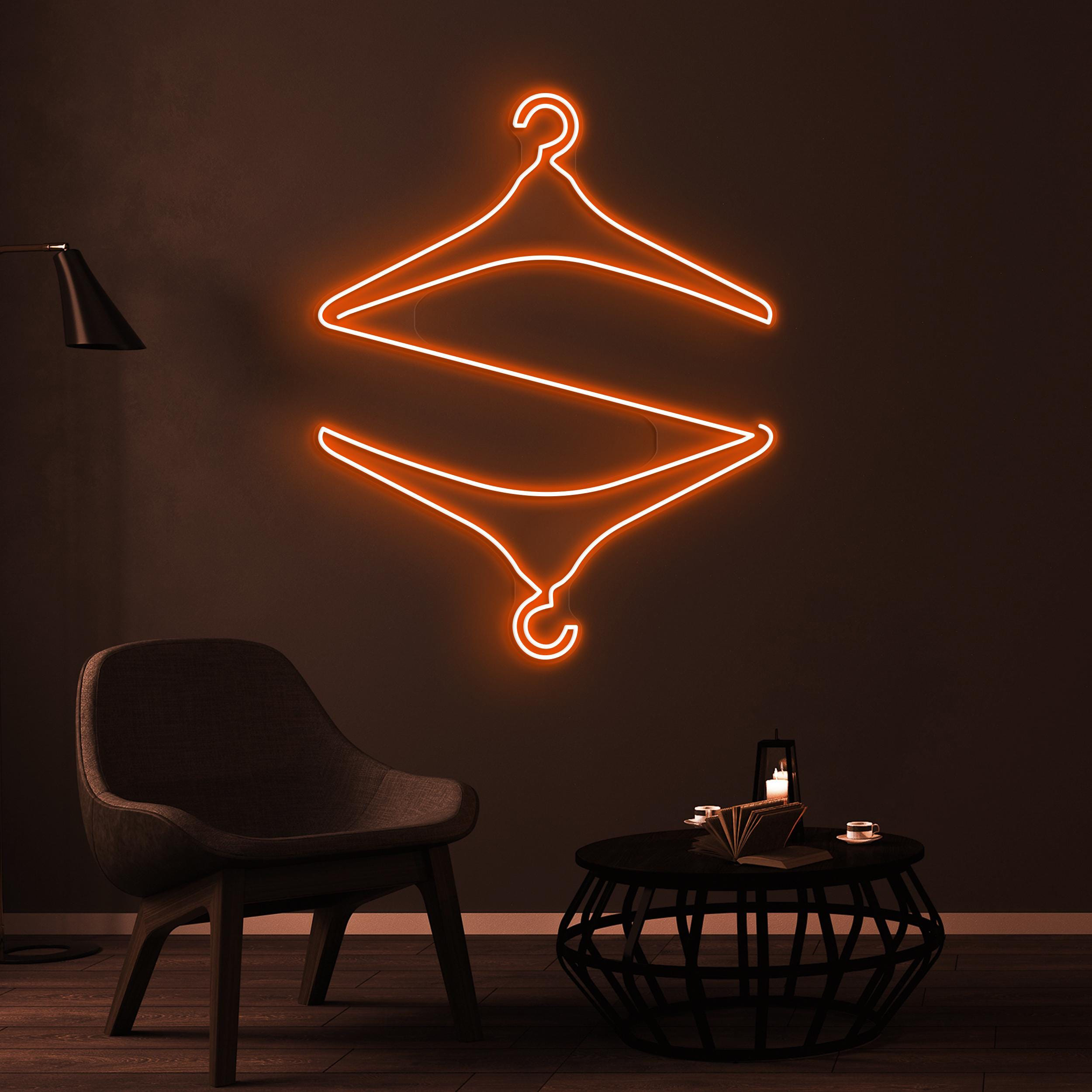 Hanger Neon Sign, Hanger LED Light, Interlocking Hangers Wall Art, Cloth Hanger Wall Decor, Boutique Neon Light, Brand Shop Wall Decor, Gift