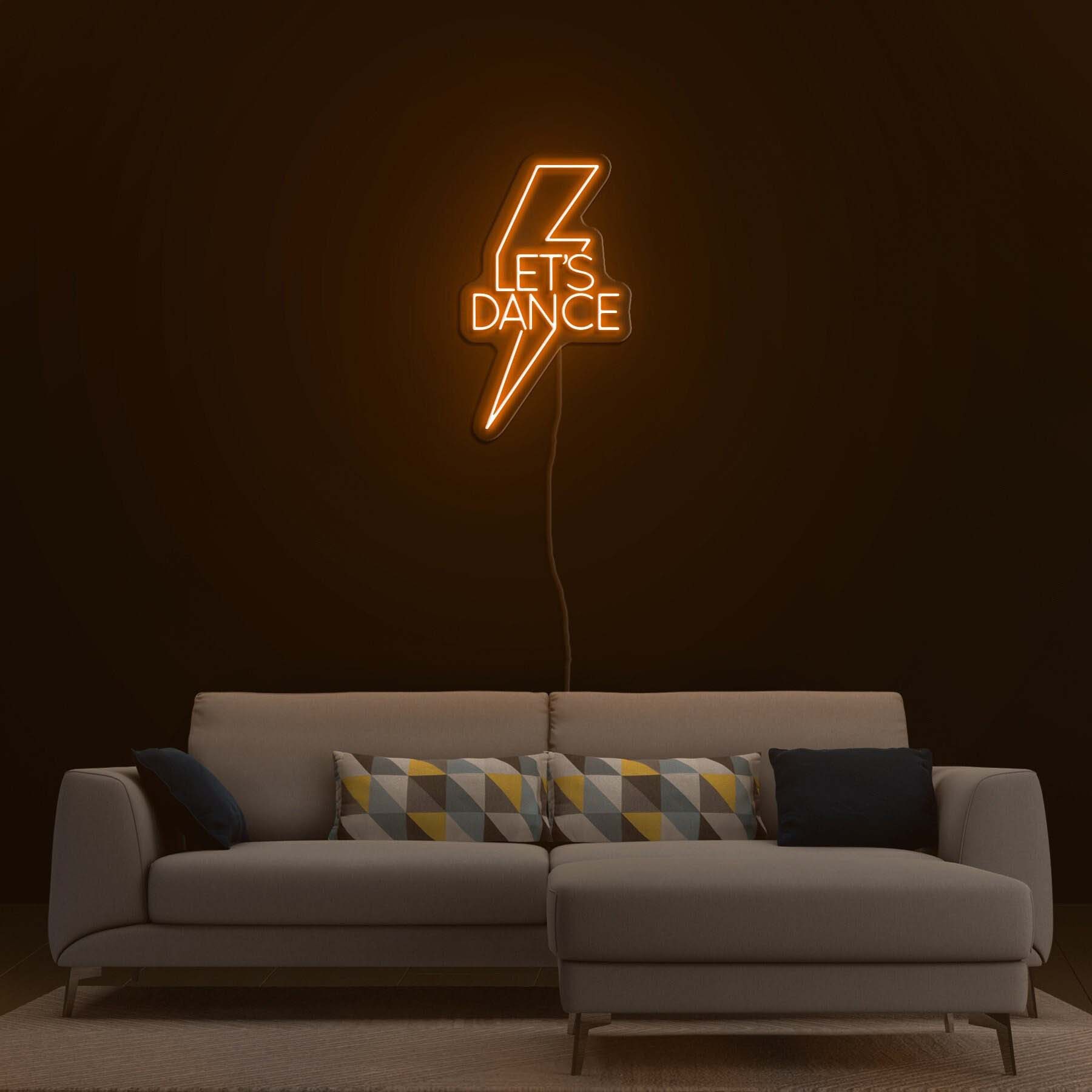 Let's Dance Neon Sign LED Light Lightning Bolt for Bedroom Bar Birthday Party Decor, Girl Gifts, Dance Studio, Room Decor, Bar Pub Wall Art