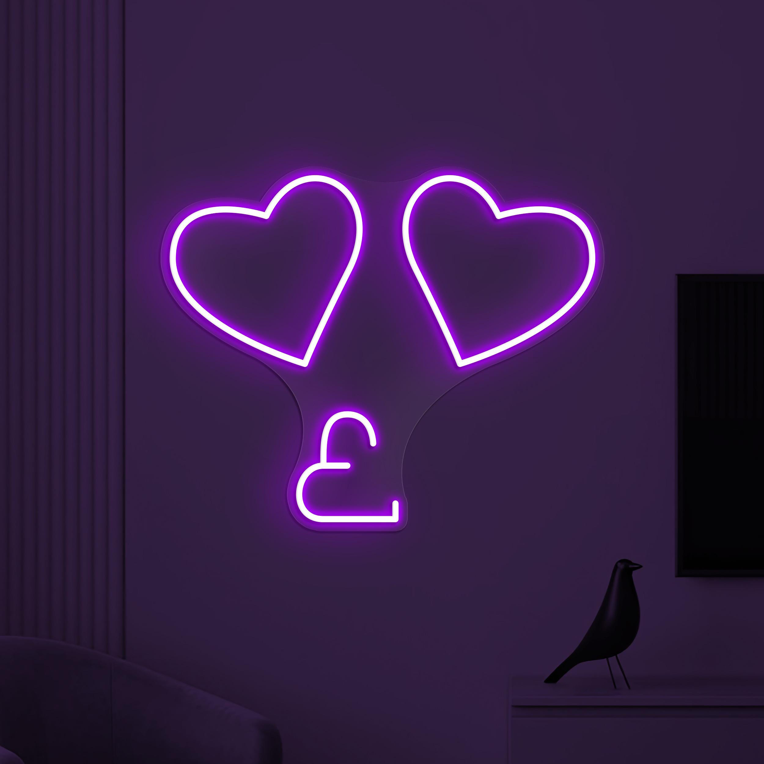 Heart Neon Sign, Double Heart LED Light, Love Hearts Wall Decor, Wedding Party Wall Art, Engagement Sign, Couple Room Decor, Gift for Couple