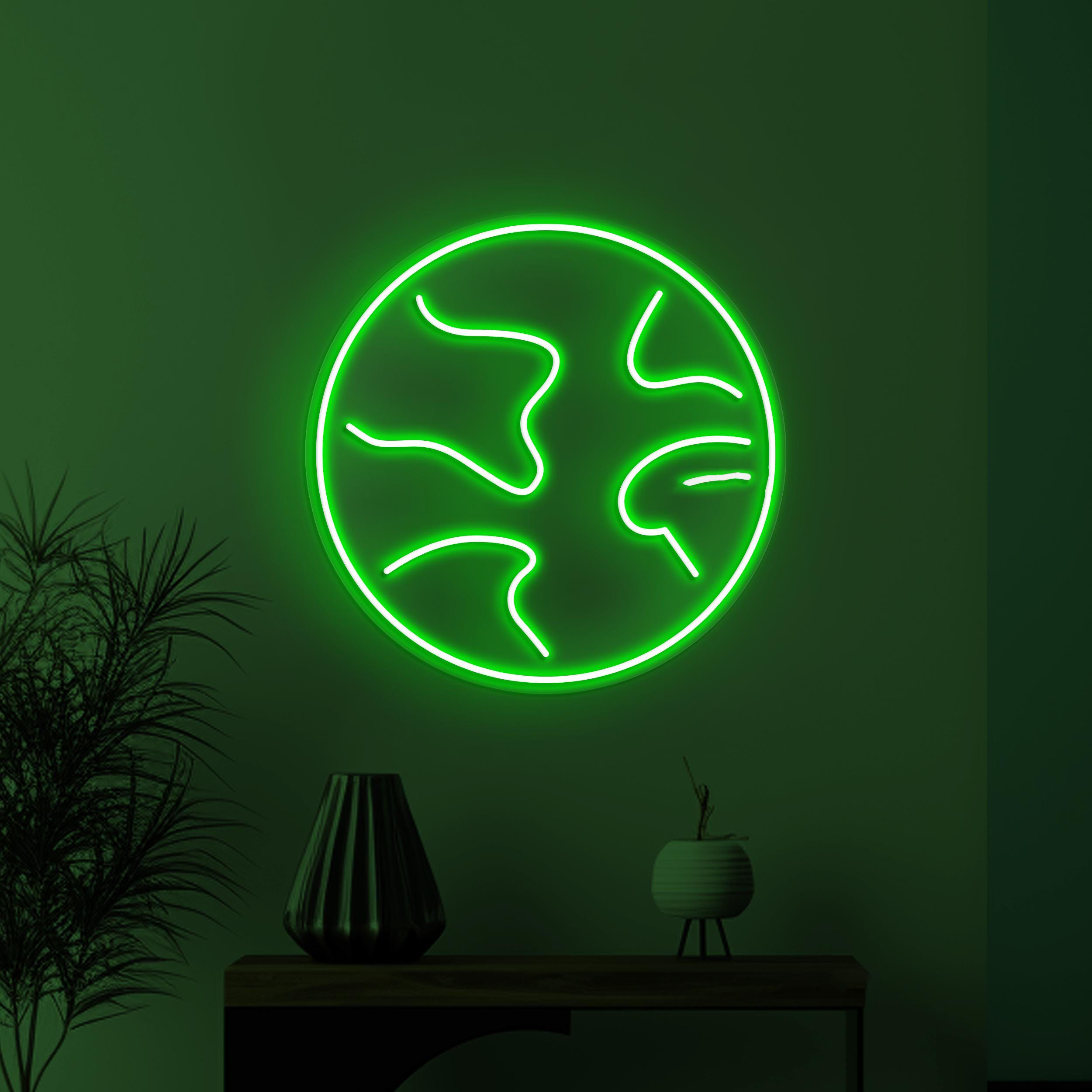 Earth Neon Sign, Earth LED Neon Art, Global Neon Light, World Travel Wall Decor, Planet Neon Decor, Home Wall Art, Custom Earth Led Light