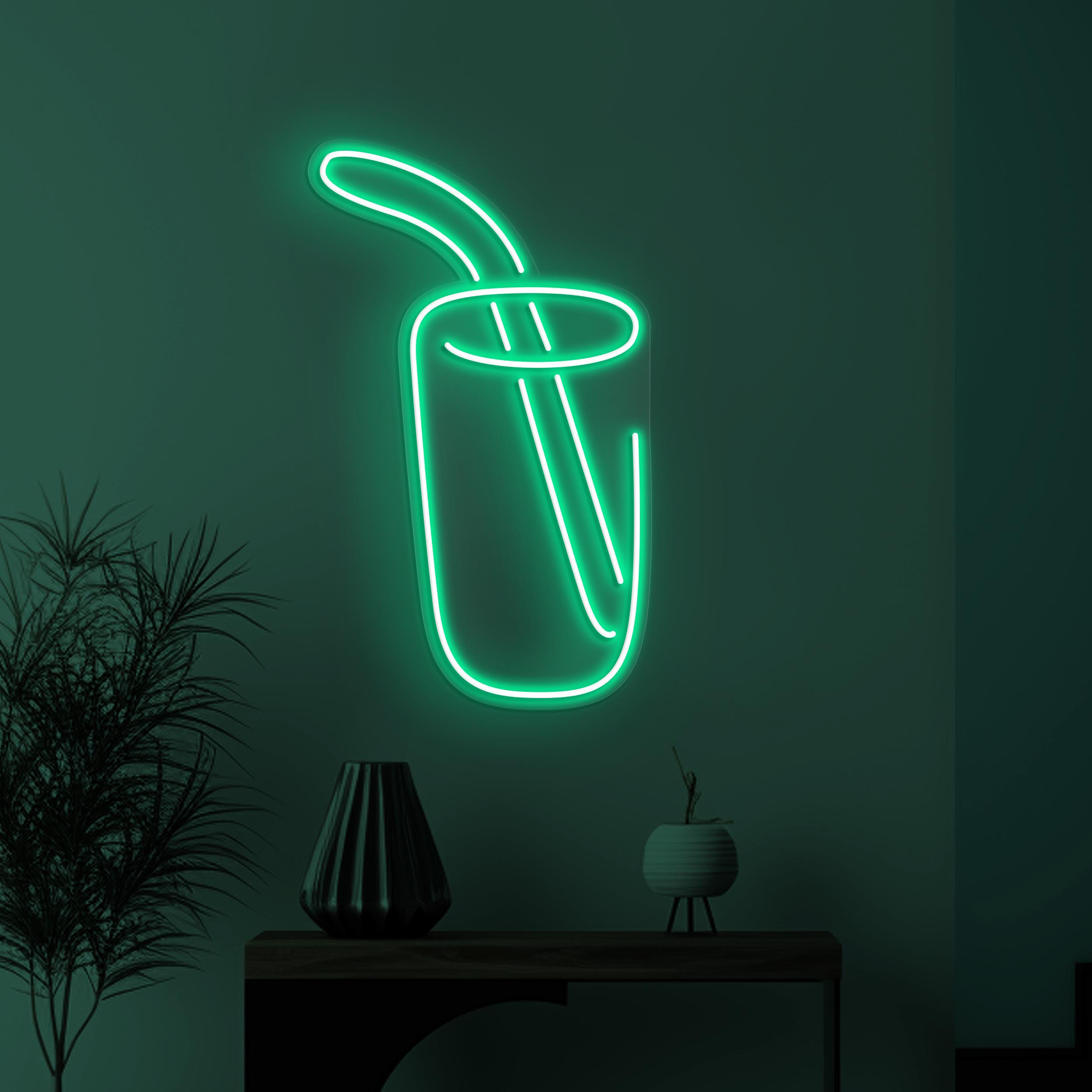 Juice Neon Sign, Drink LED Light, Drink Cup Wall Art, Cup with Straw Wall Decor, Cafe & Bar Neon Light, Juice Shop Decor, Drink Corner Sign